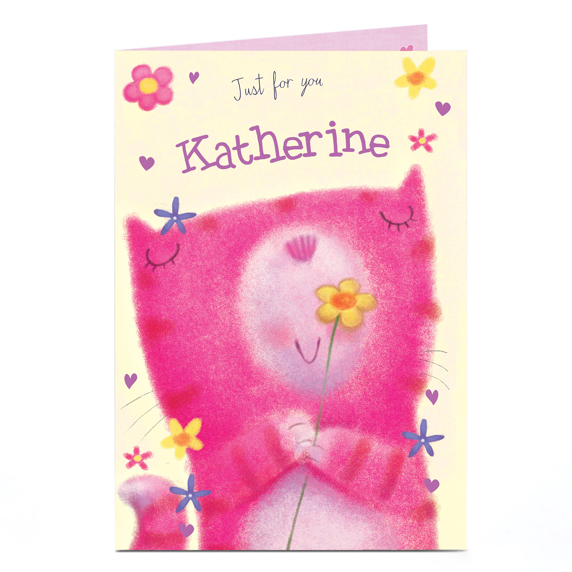 Personalised Card - Cat With Flower
