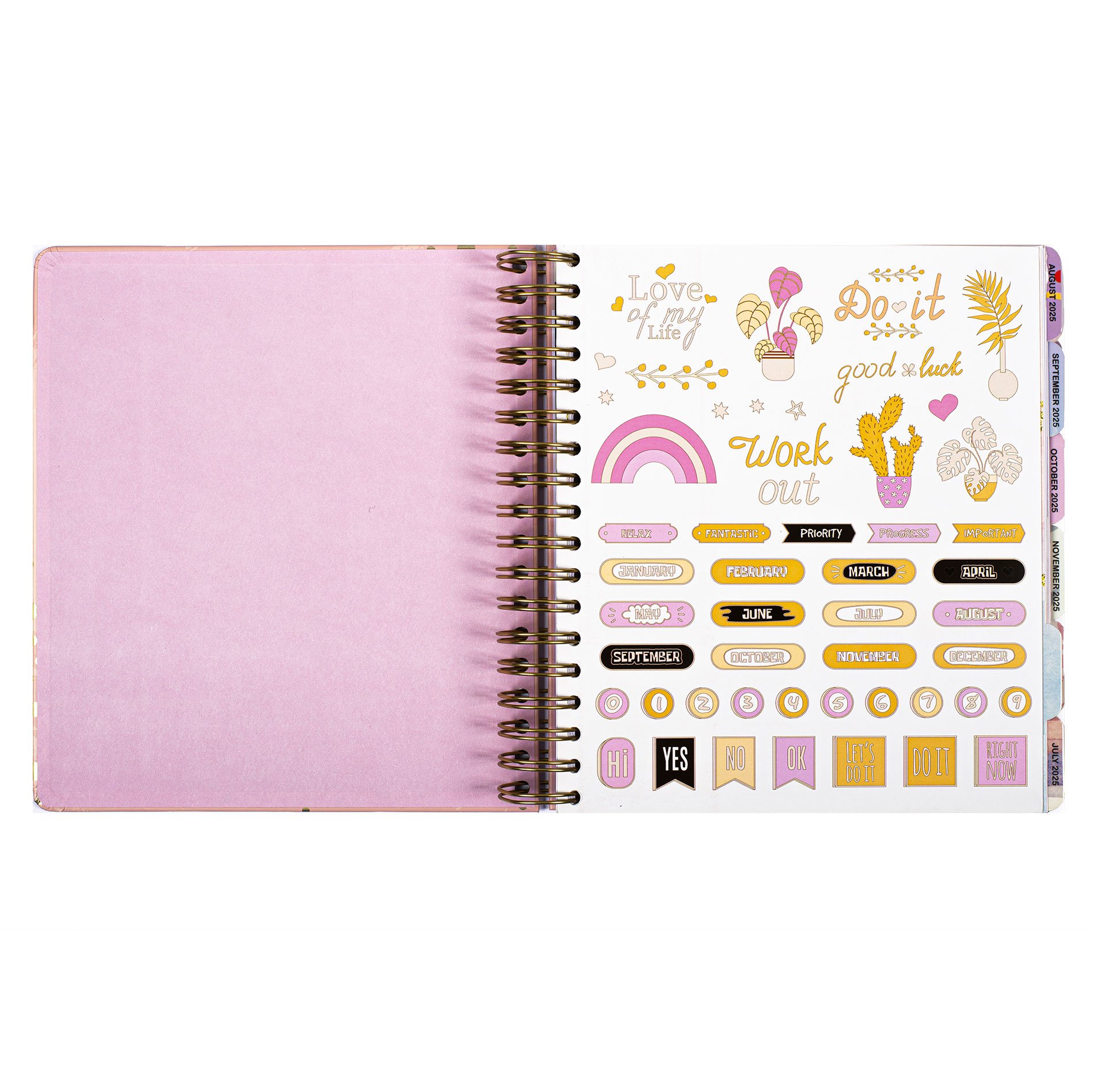 18-Month Pink & Gold Weekly Organiser (August 2025 - December 2026)