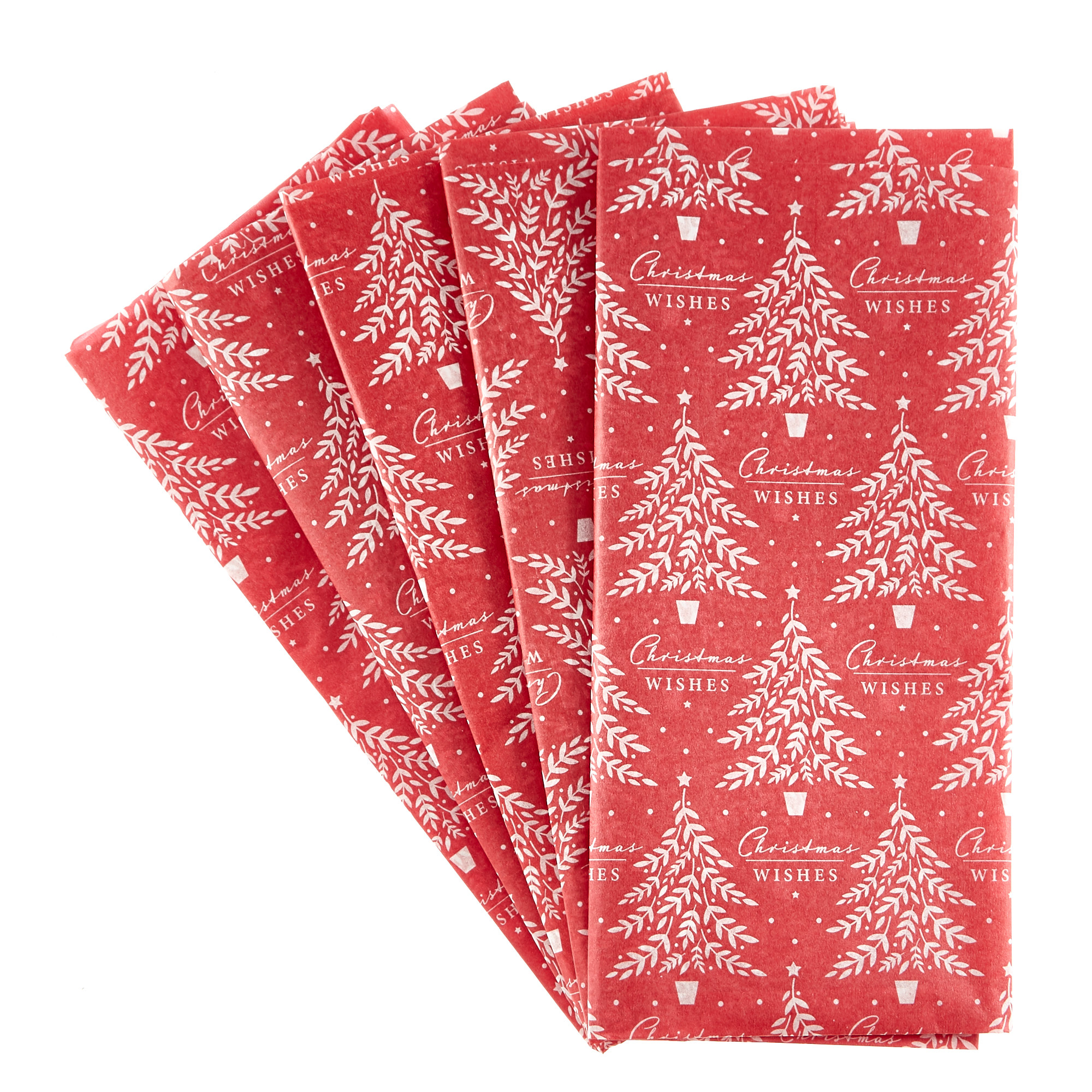 Red & White Christmas Wishes Tissue Paper - 7 Sheets 