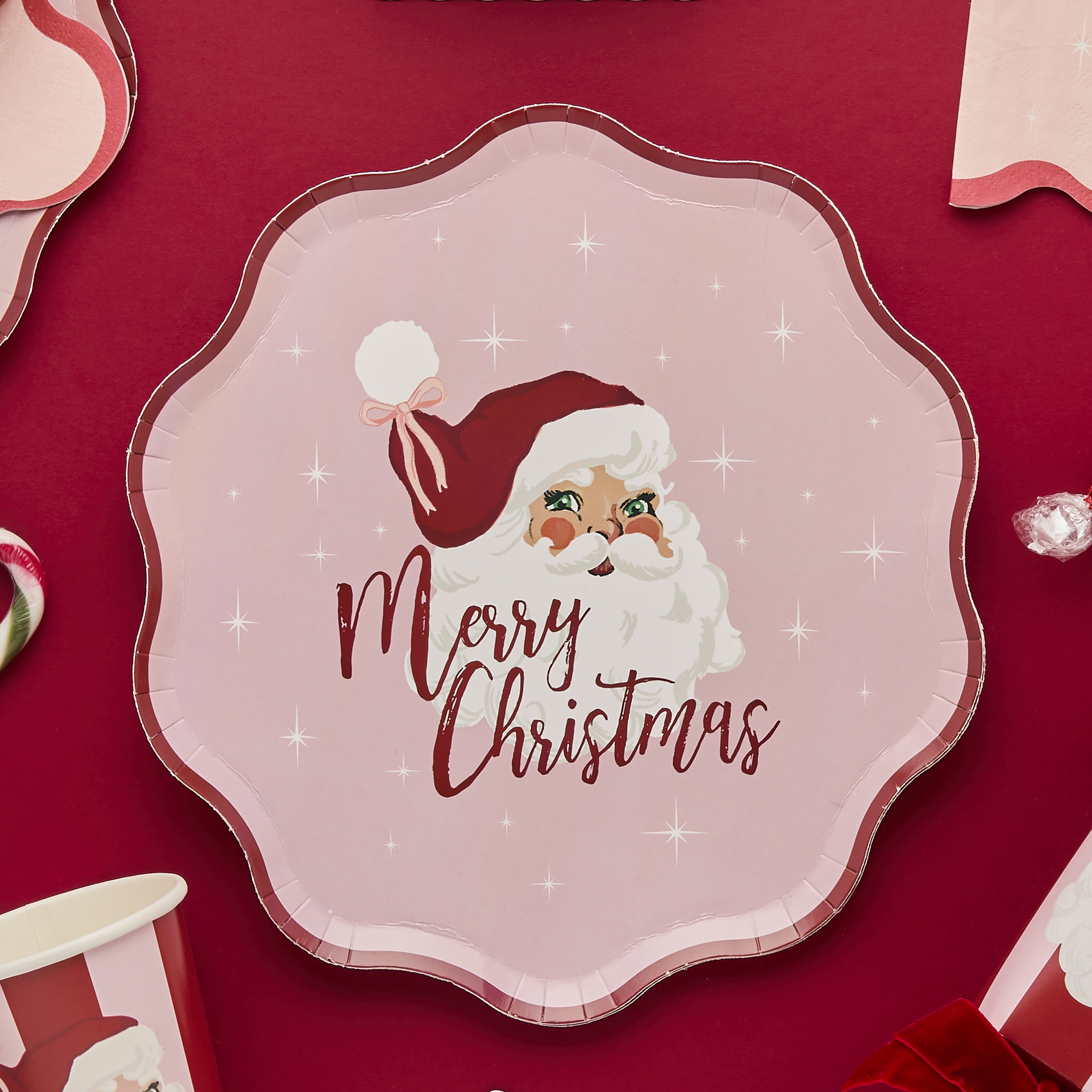 Vintage Santa Paper Plates - Pack of 8