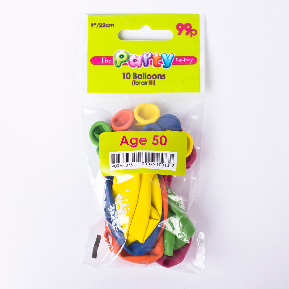 Multicoloured Age 50 Small Latex Balloons, Pack Of 10