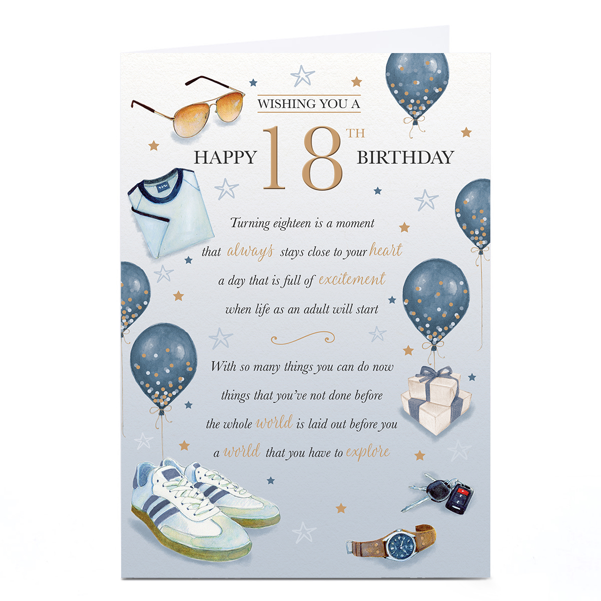 Personalised 18th Birthday Card - Blue World to Explore