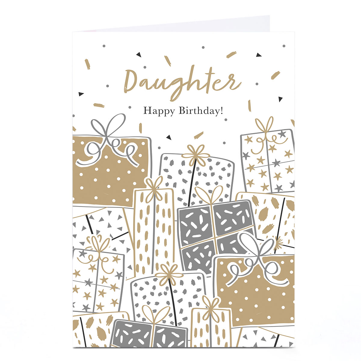 Birthday Card - Gold and Silver Presents, Daughter