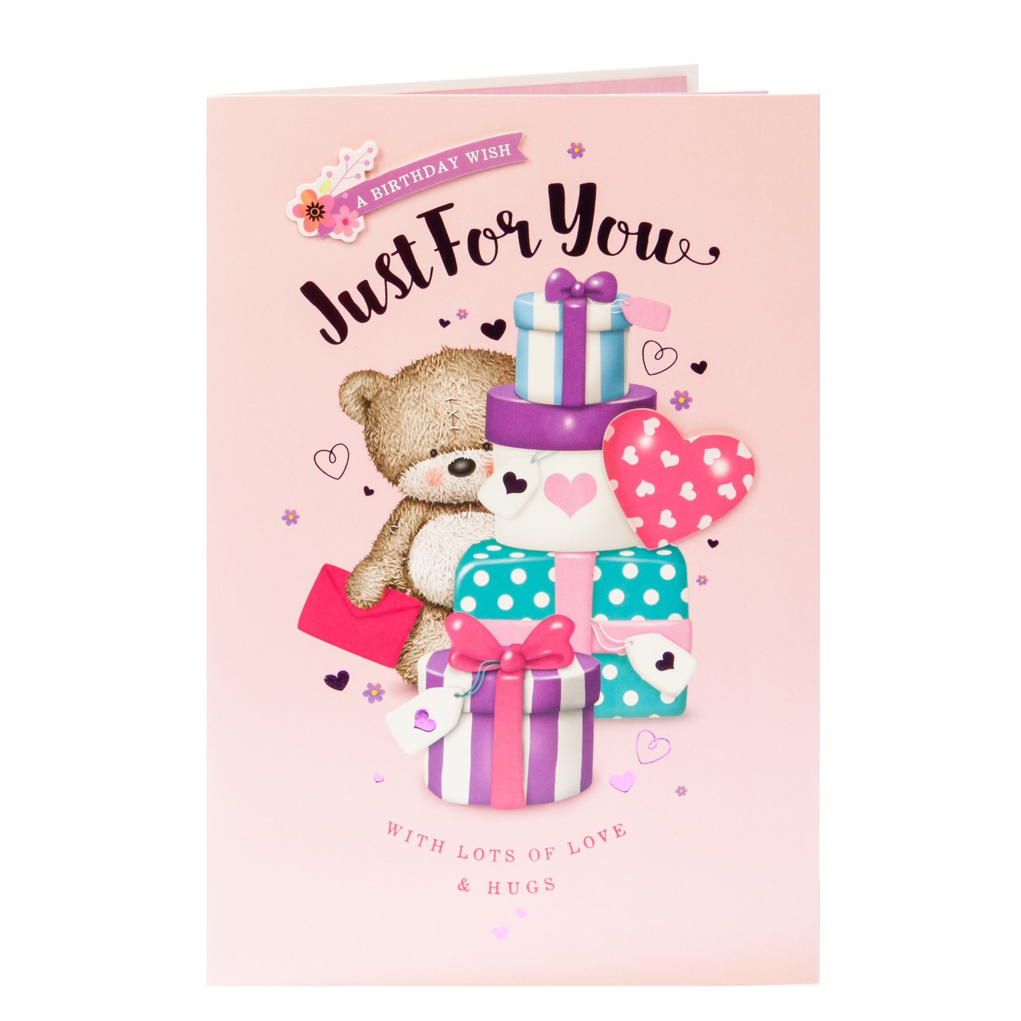 Hugs Bear Birthday Card - Just For You Cute