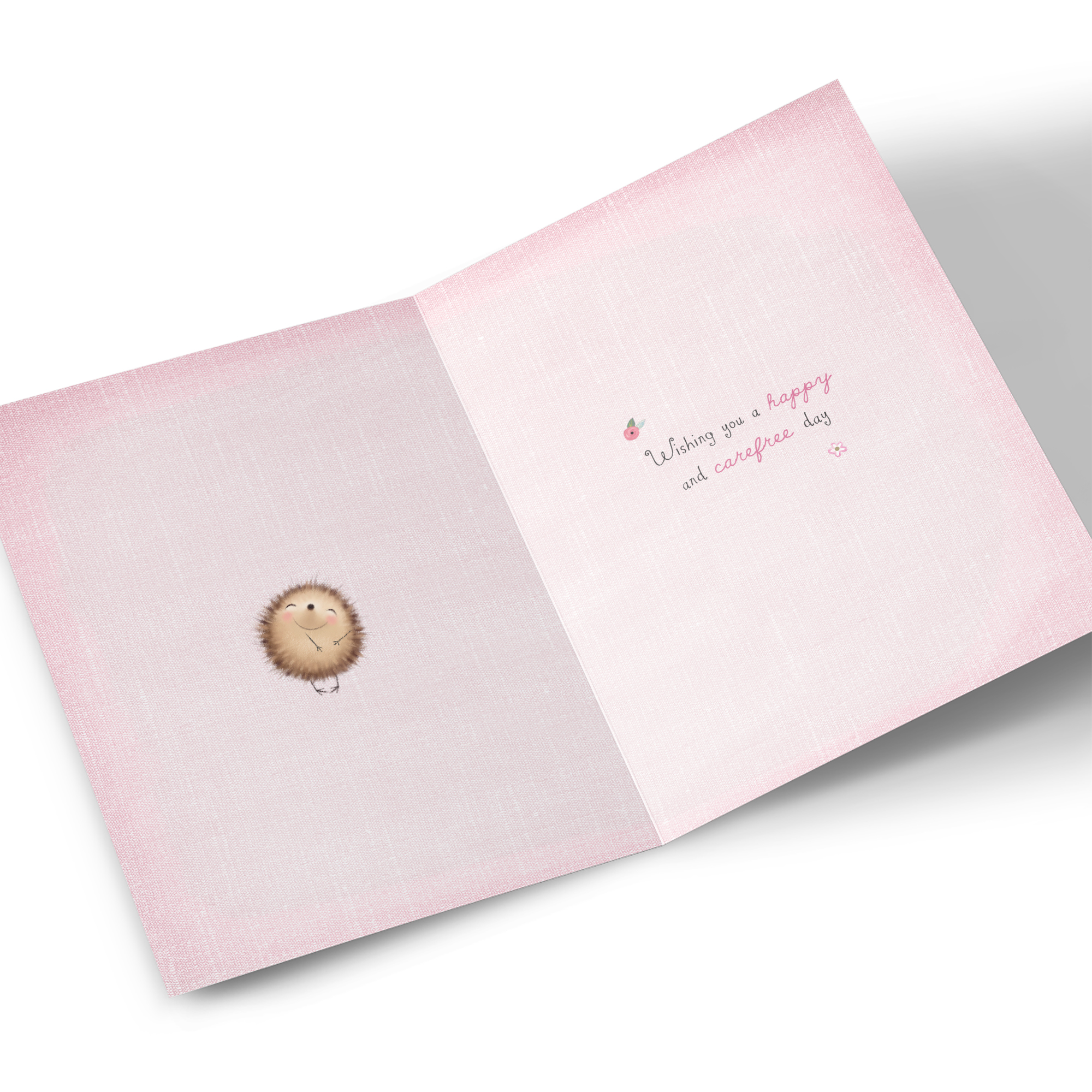 Birthday Card - Pink Hedgehog Butterflies, Someone Special 