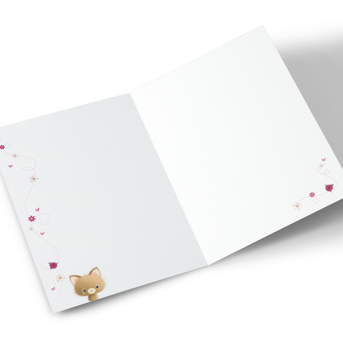 Personalised Birthday Card - Cute Kitten With Rose
