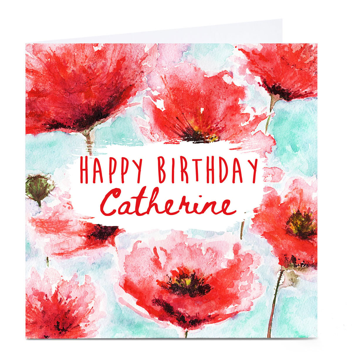 Personalised Emma Isaacs Birthday Card - Watercolour Poppies 