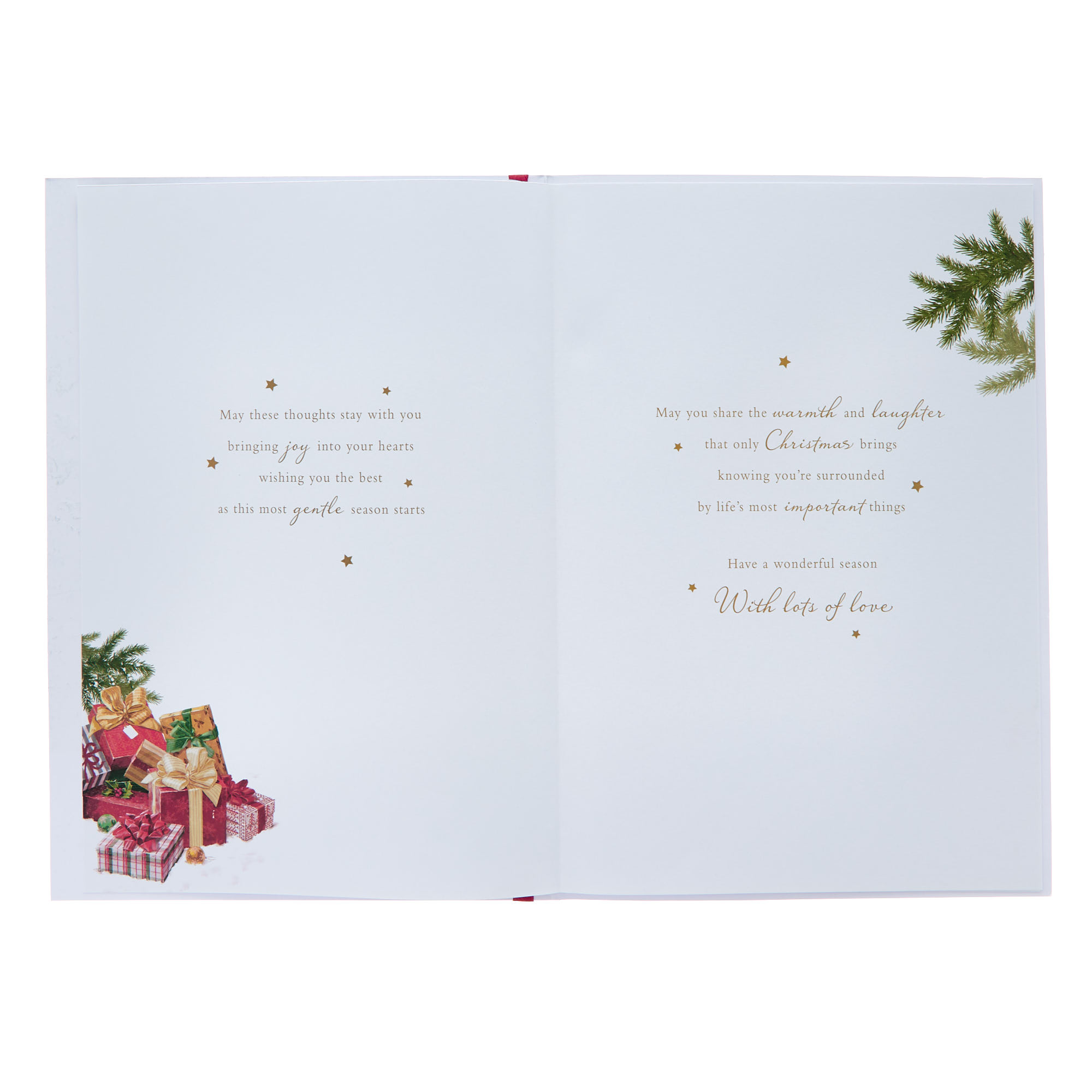 Son & Family Pile of Gifts Christmas Card