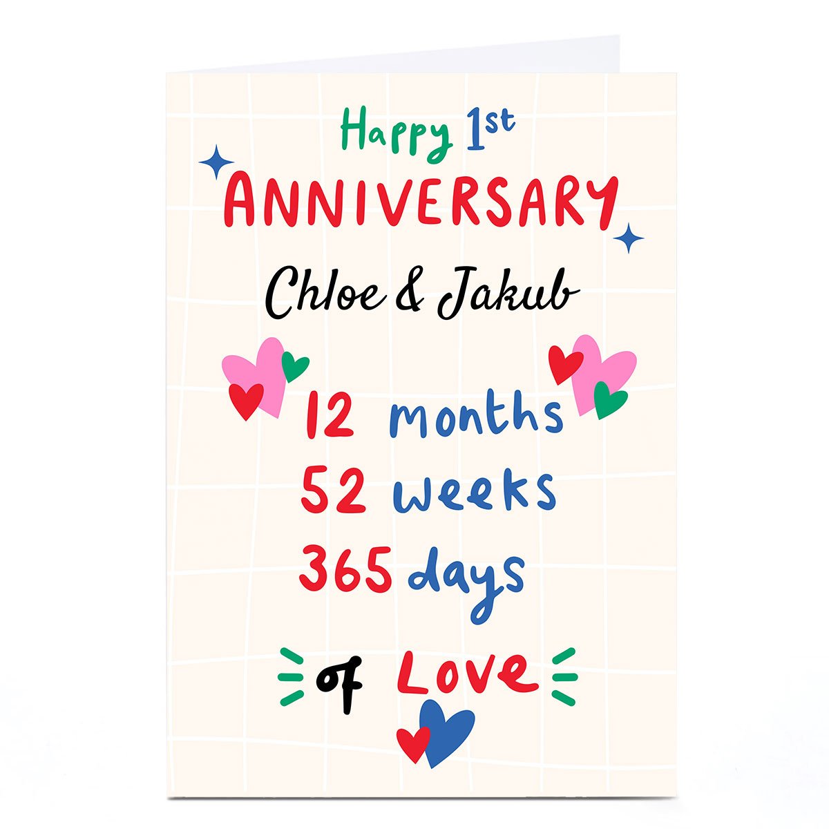 Personalised Anniversary Card - Happy 1st Anniversary
