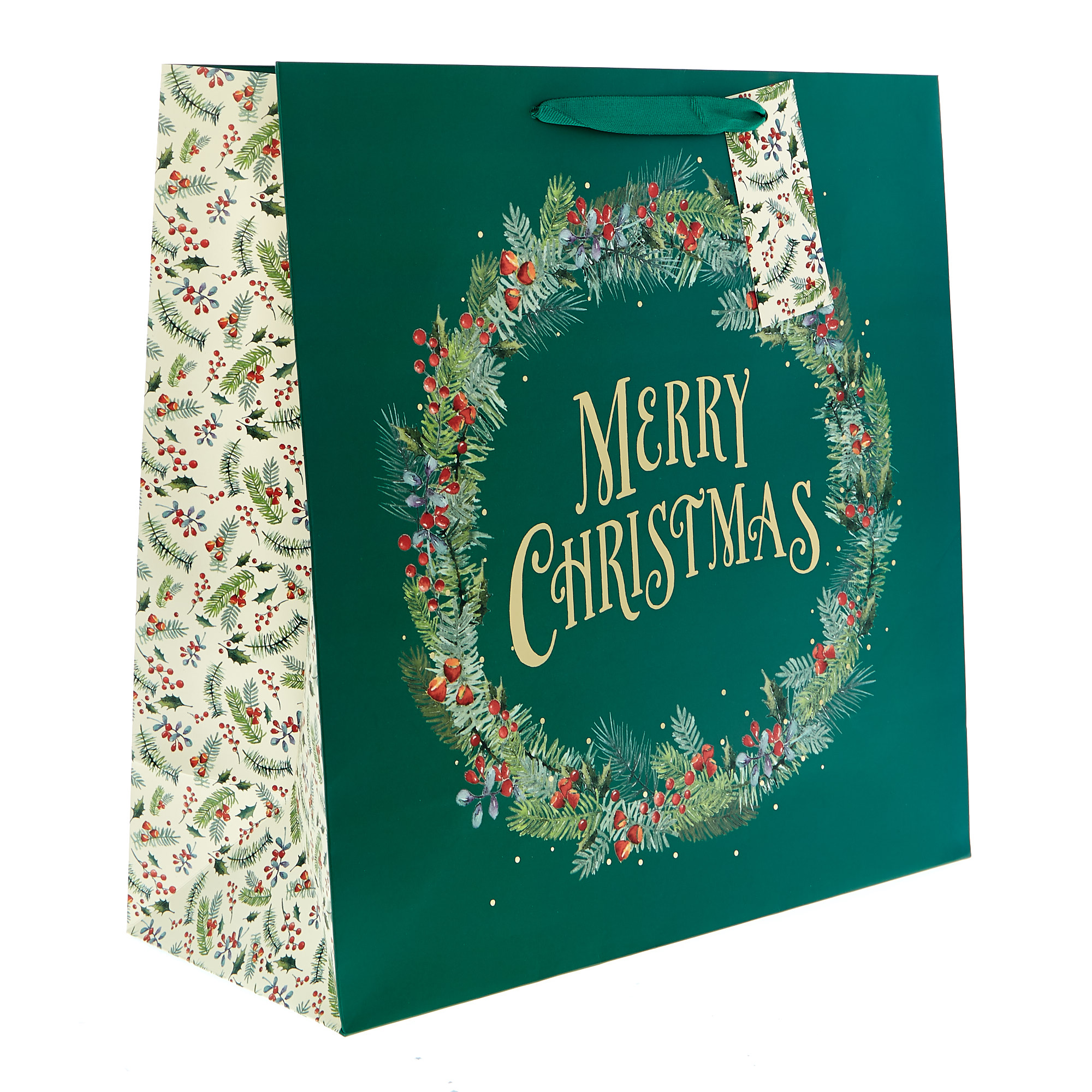 Green & Gold Christmas Gift Bag Bundle - Pack of 8