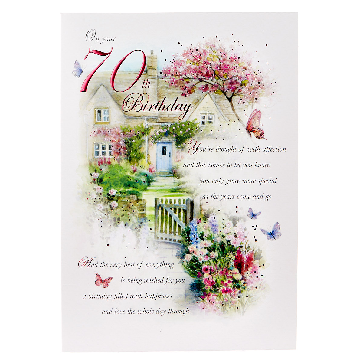 70th Birthday Card -Butterfly Garden