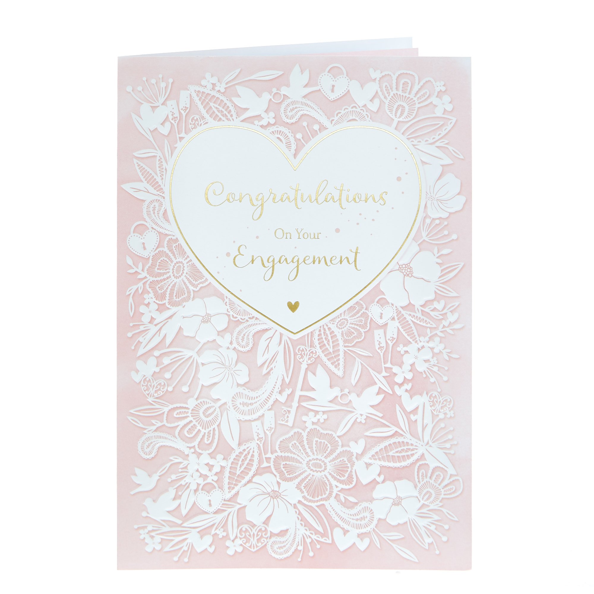 Engagement Card - Congratulations Pink & White