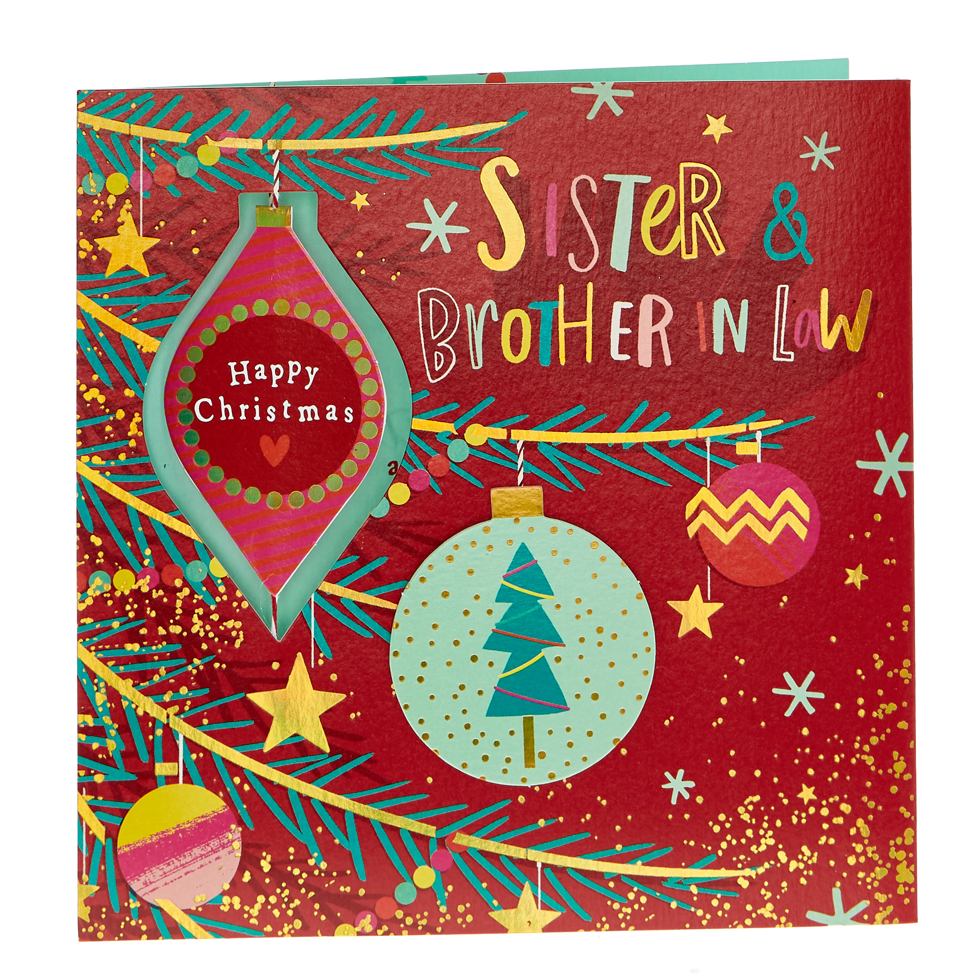 Exquisite Collection Christmas Card - Sister And Brother In Law Baubles