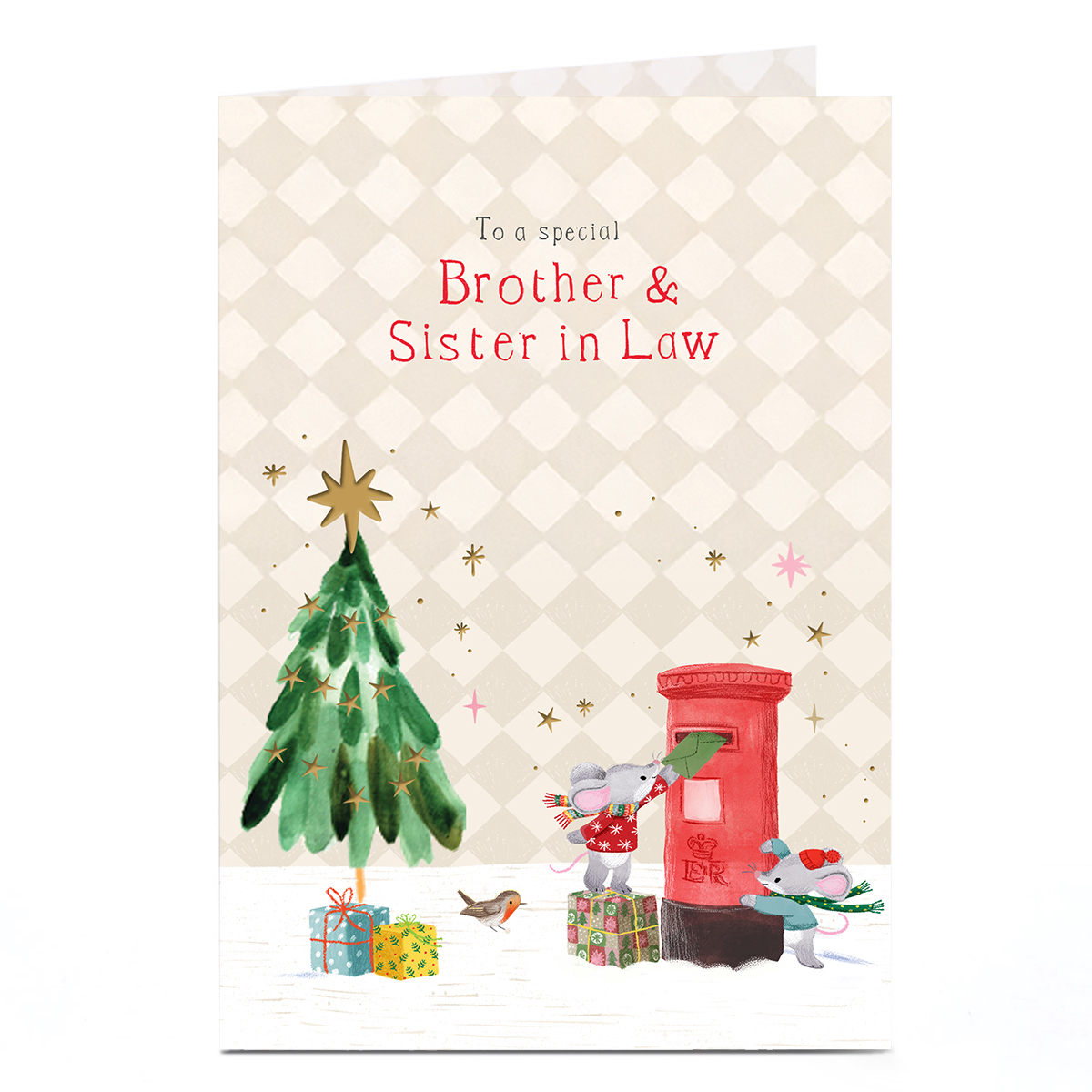 Christmas Card - Festive Mice, Brother & Sister In Law
