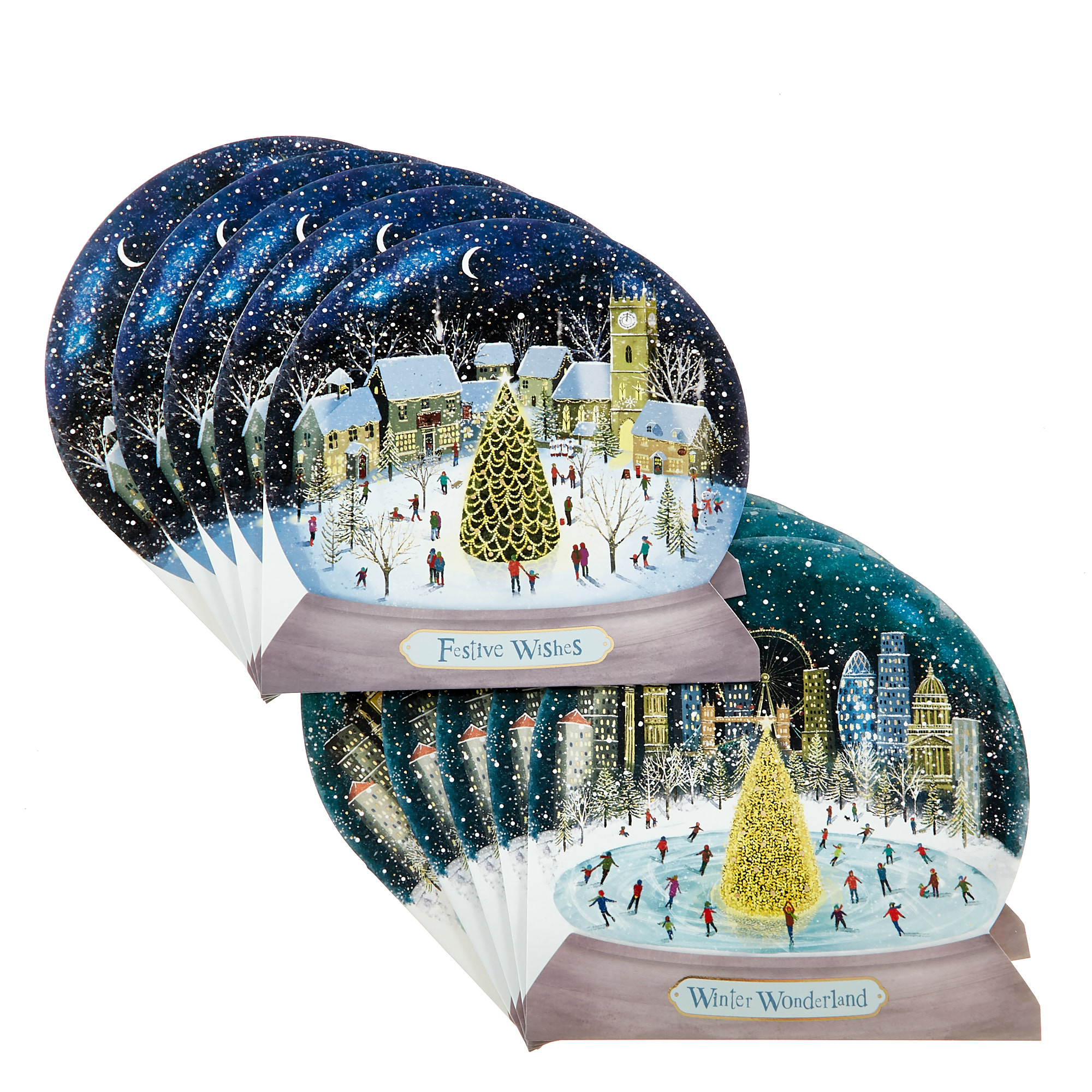 16 Snow Globe Charity Christmas Cards - 2 Designs 