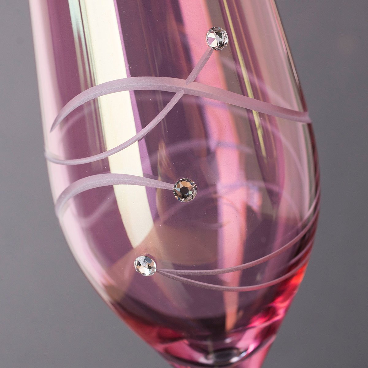 Pink Diamante Champagne Flutes - Set of 2