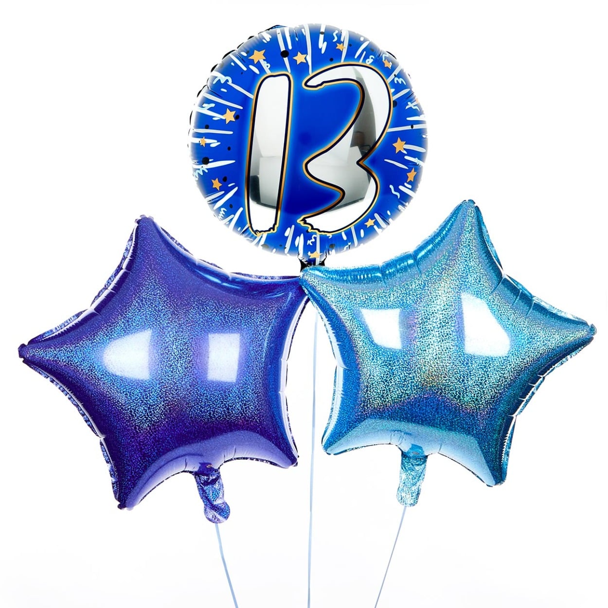 Blue & Silver 13th Birthday Balloon Bouquet - DELIVERED INFLATED!