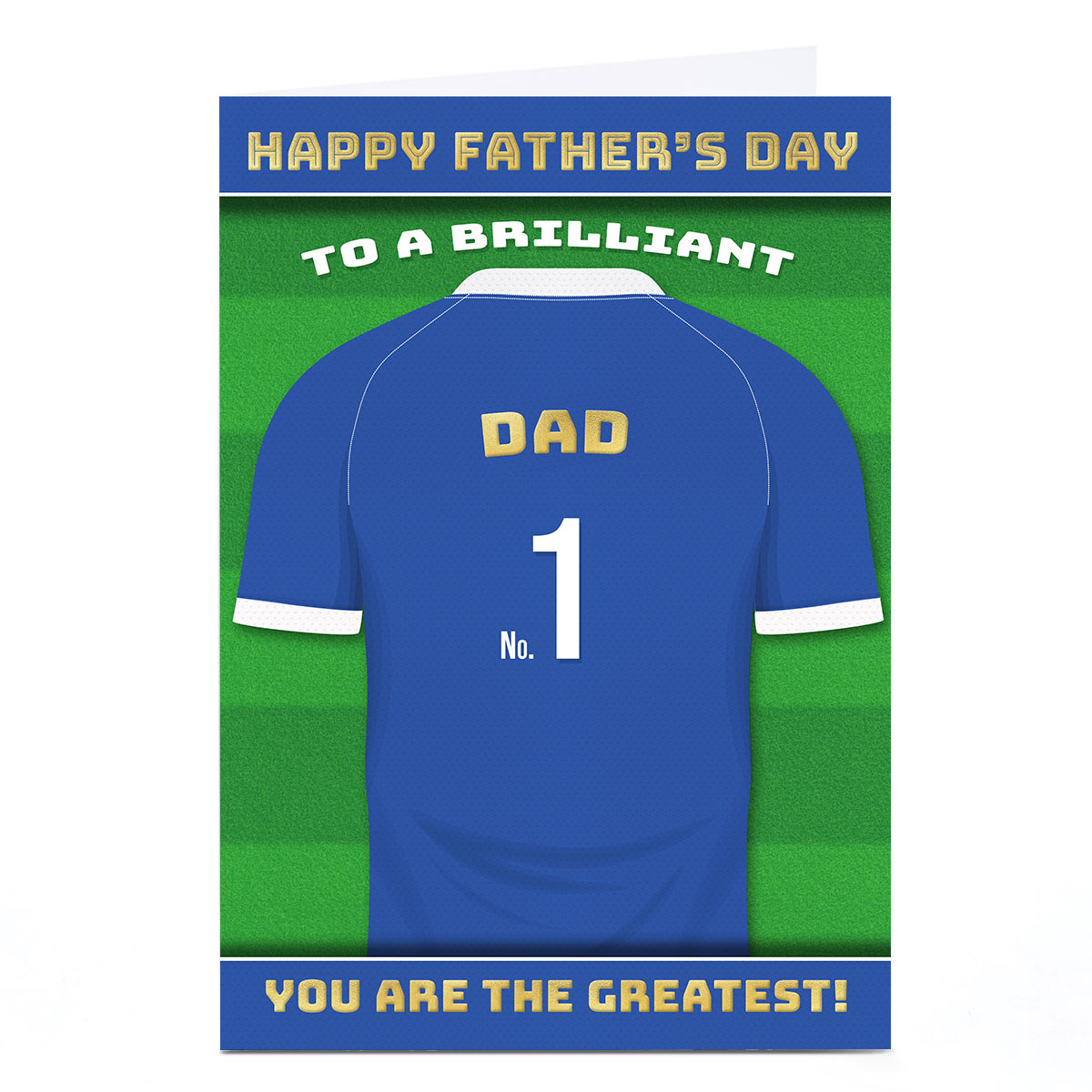 Personalised Get Carter Father's Day Card - Blue Football Shirt, Greatest Dad