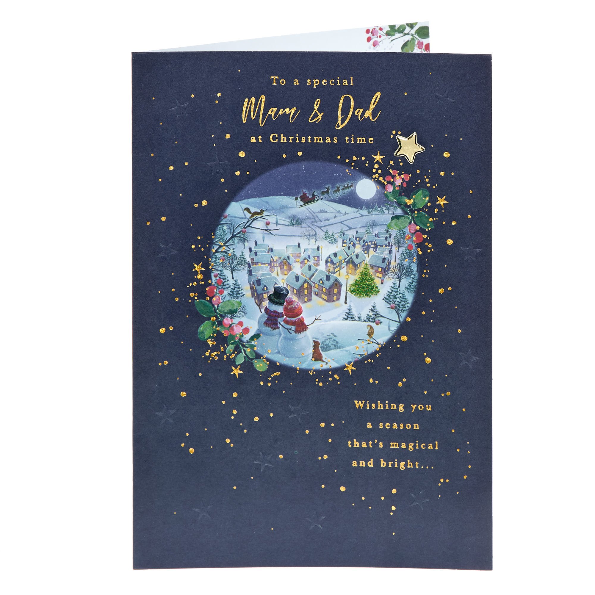 Mam & Dad Snowmen Scene Christmas Card