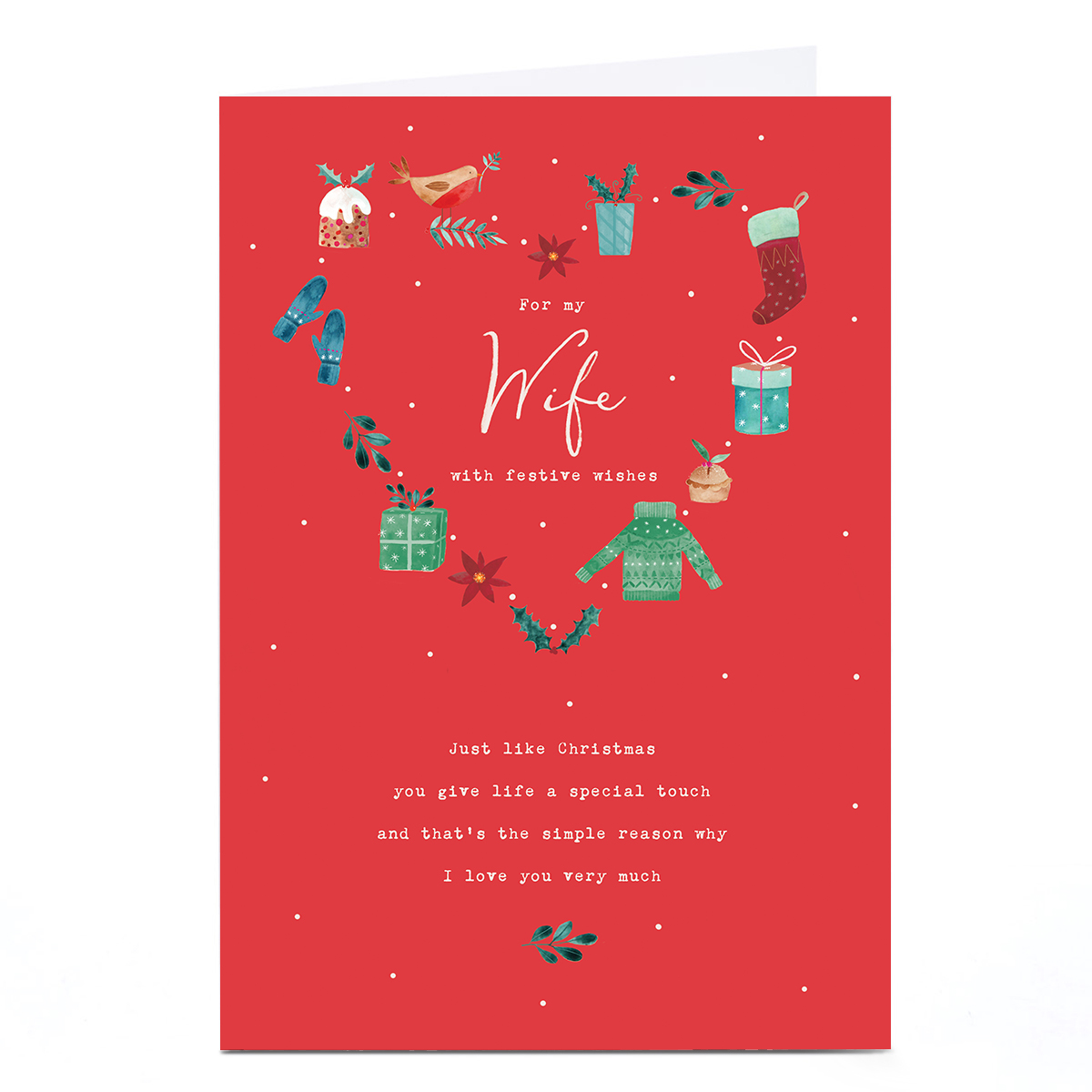 Personalised Christmas Card - Heart of Christmas Icons, Wife