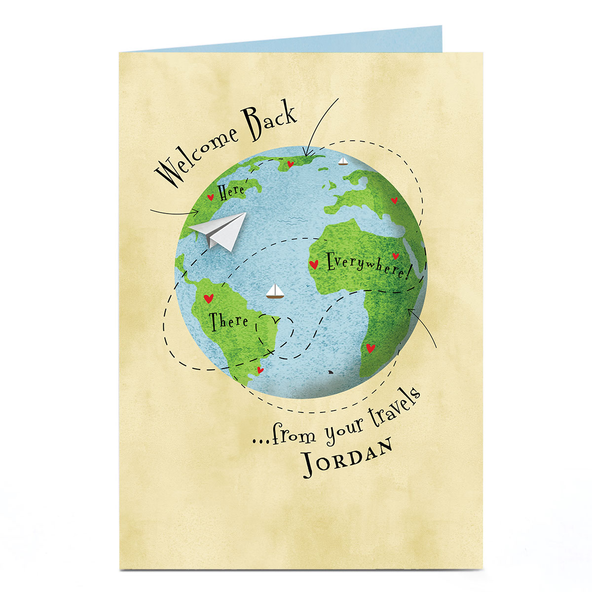 Personalised Welcome Back Card - From Your Travels 