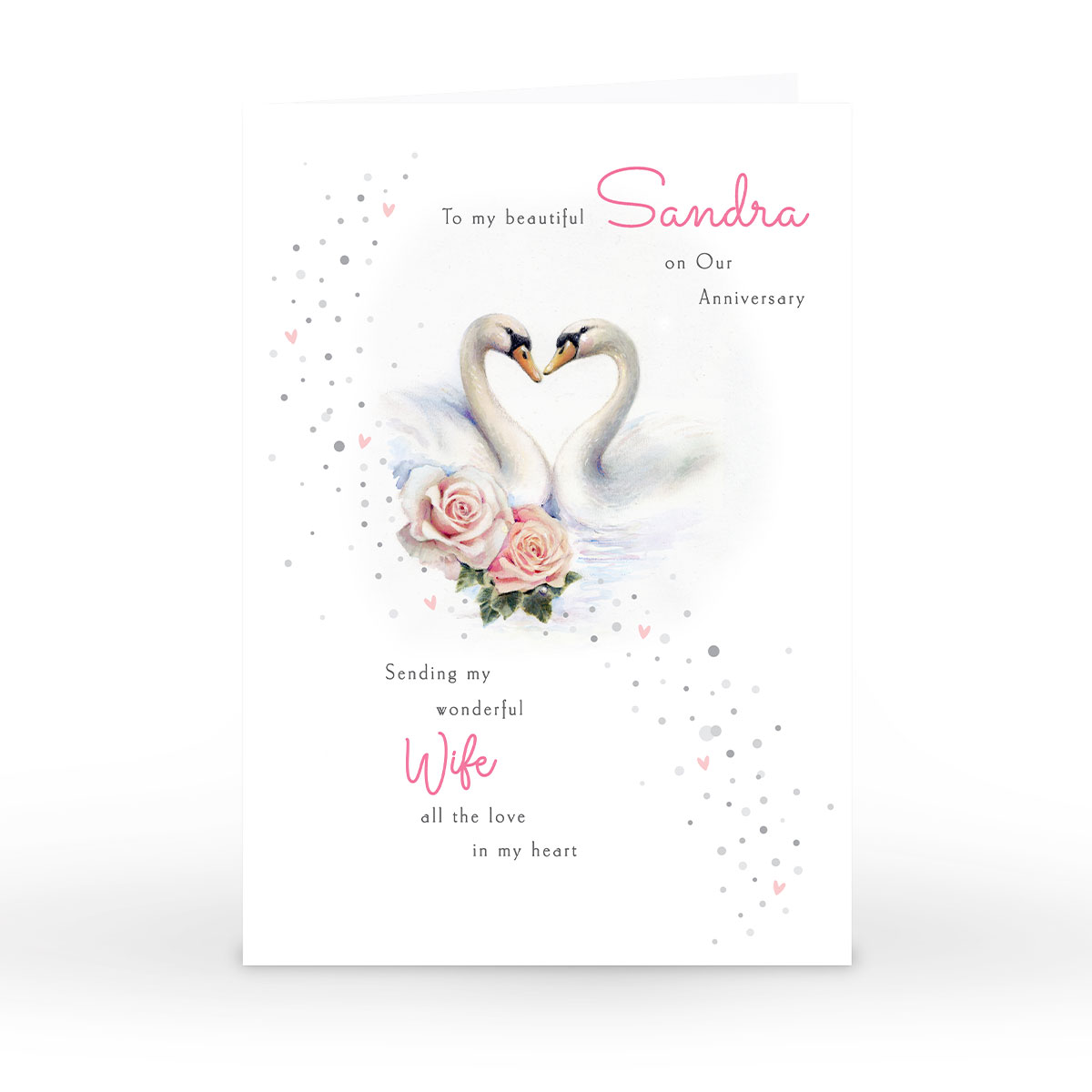 Personalised Anniversary Card - Wonderful Wife, Swans 
