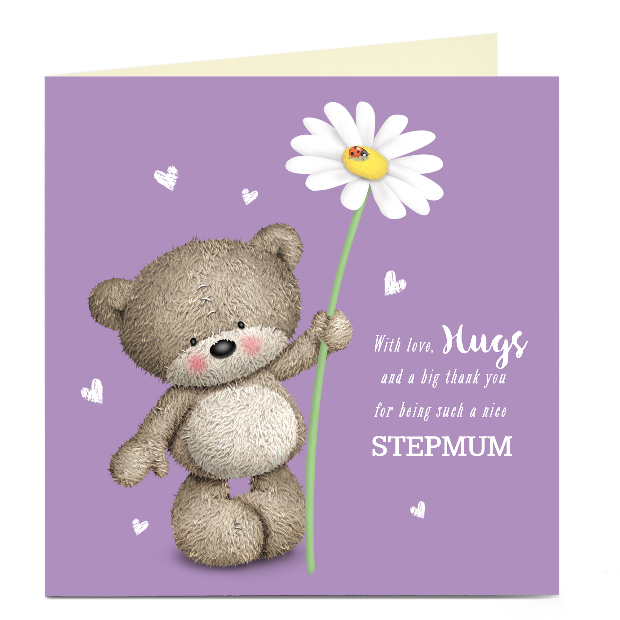 Personalised Mother's Day Card - Hugs Bear, Daisy Stepmum