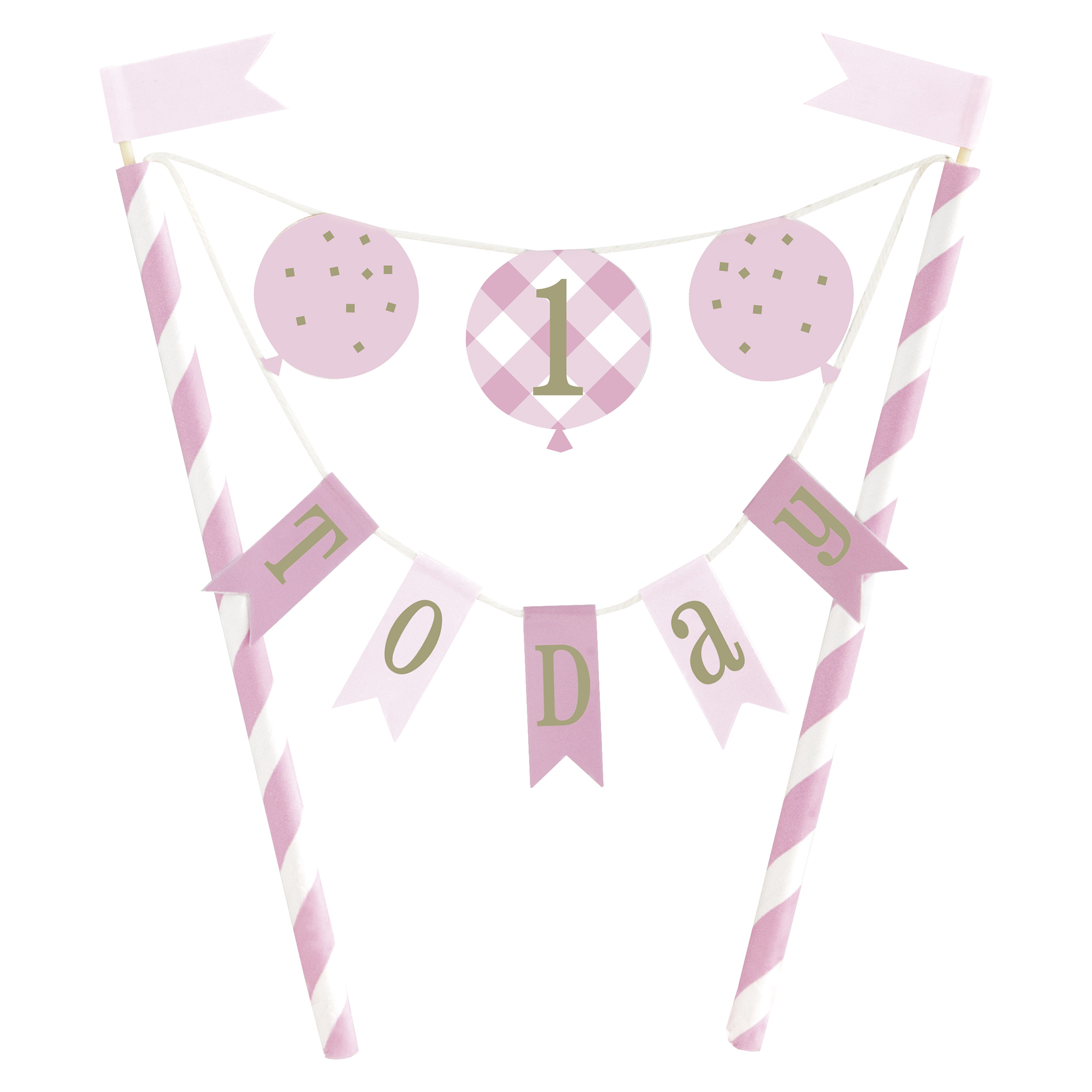Buy Pink Gingham 1st Birthday Party Accessories Bundle - 20 Pieces for ...