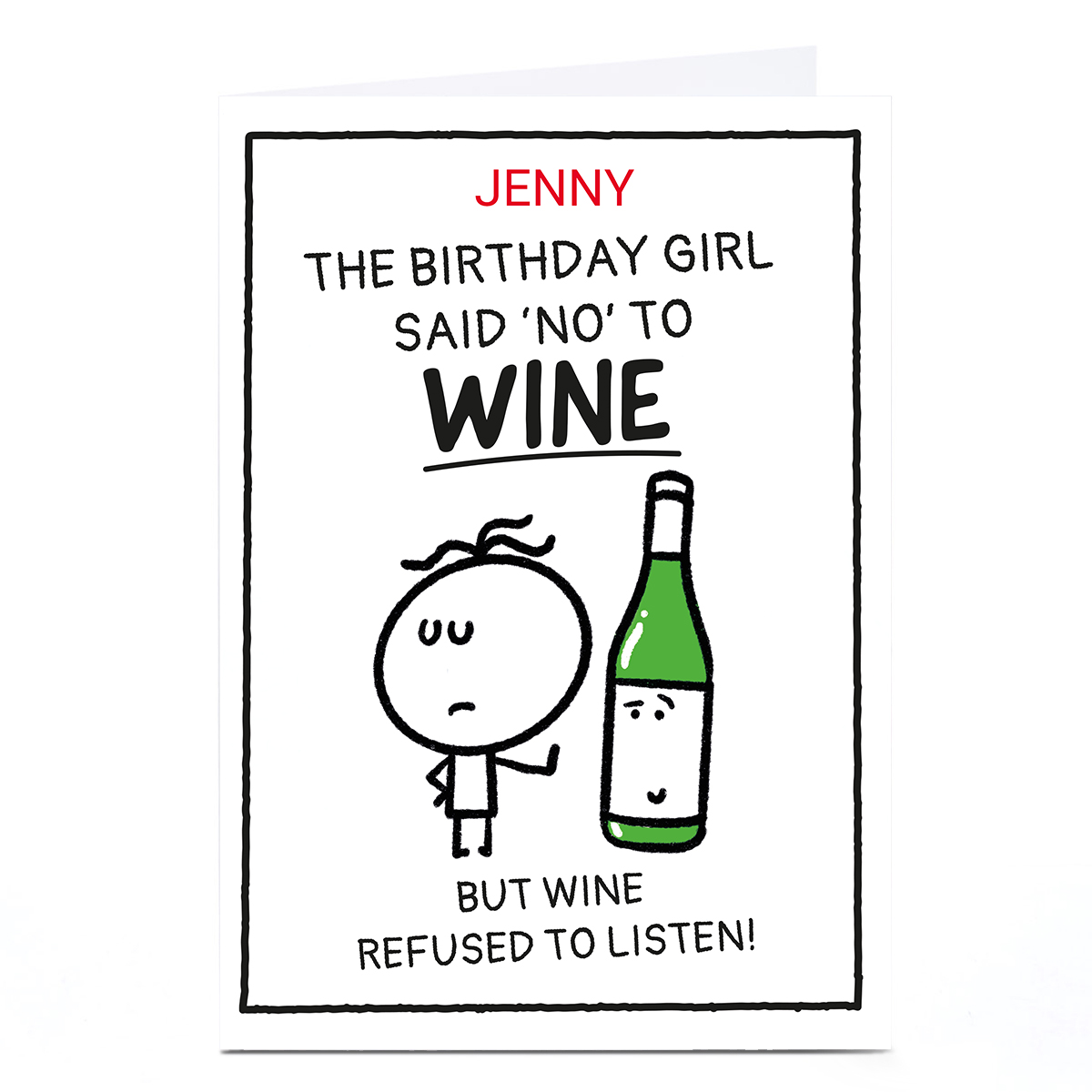 Personalised Scrawls Birthday Card - Said No To Wine