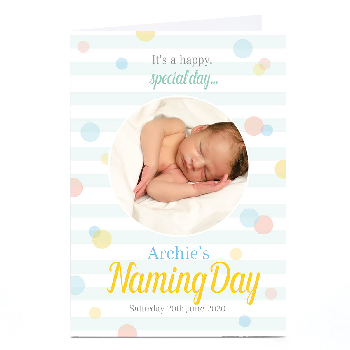 Photo Naming Day Invitation - Spots and Stripes