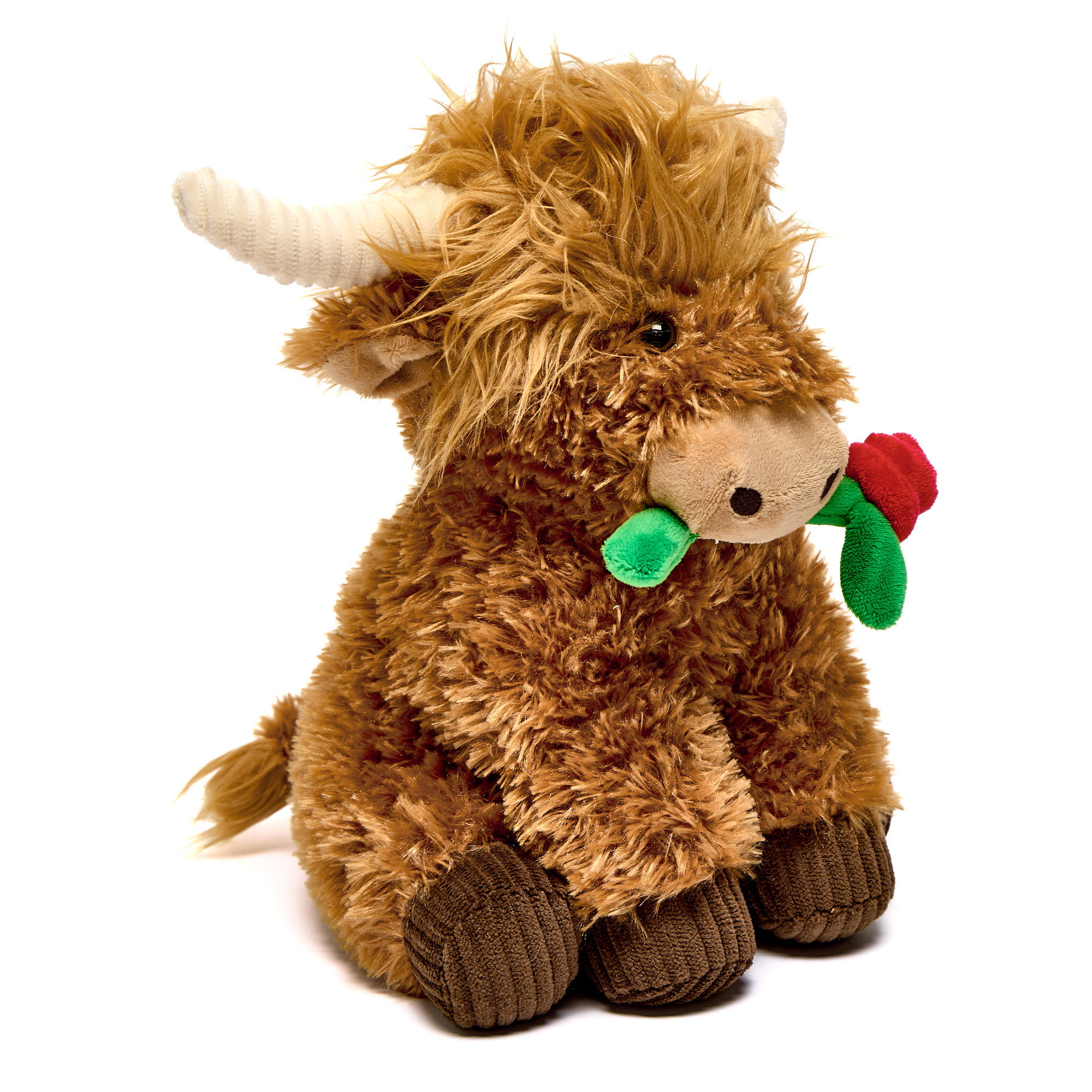 Medium Highland Cow With Rose Soft Toy