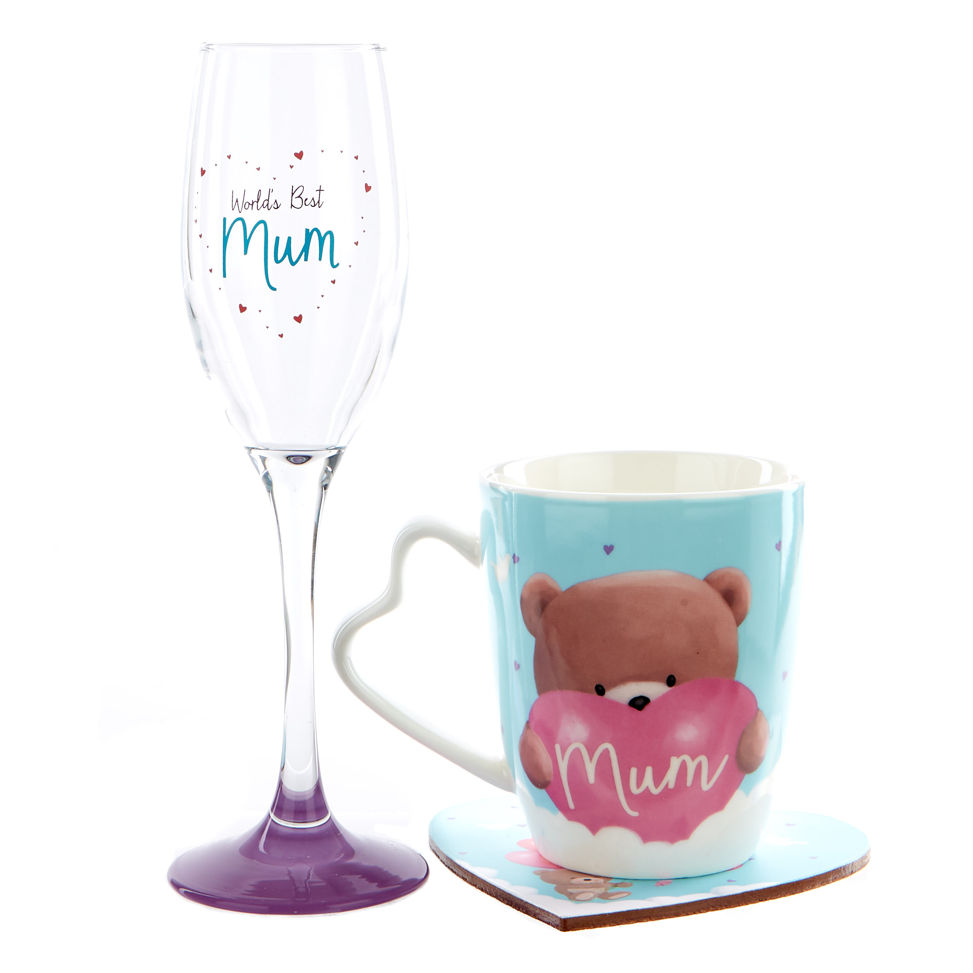 Hugs Bear Mother's Day Mum's Glass, Mug & Coaster Set