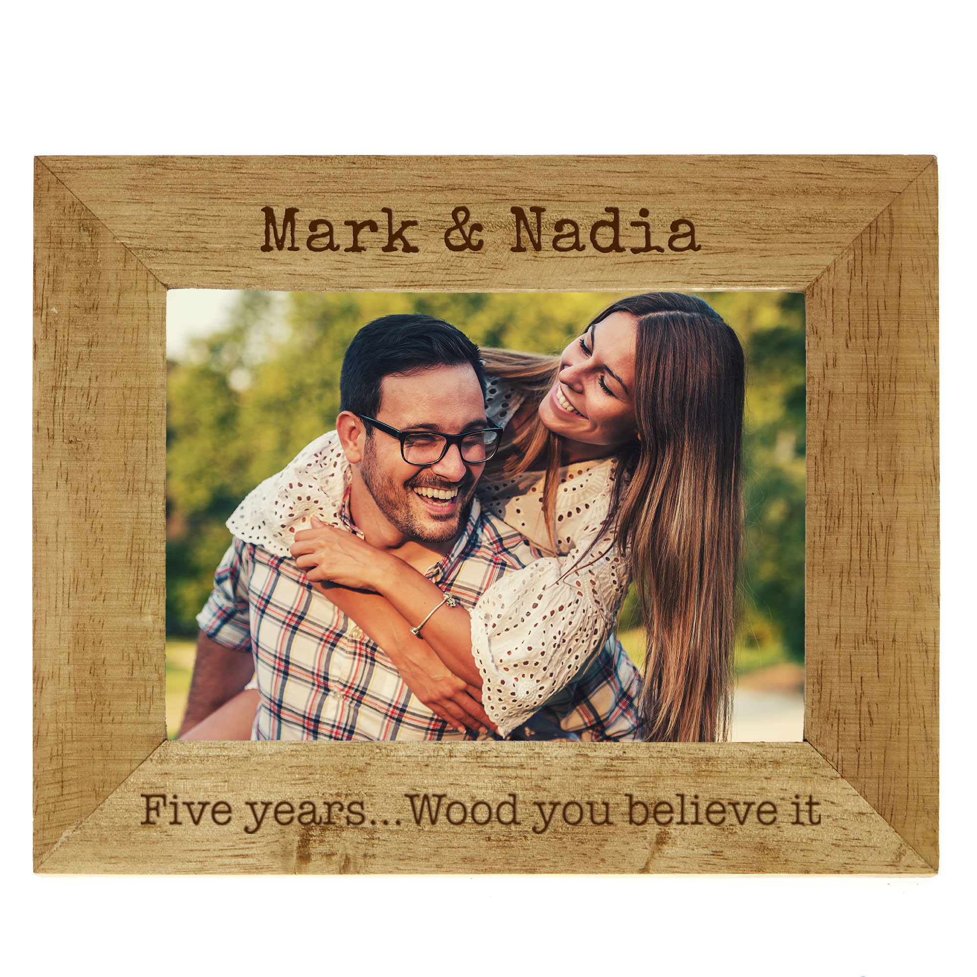 Personalised Engraved Wooden Photo Frame - Five Years