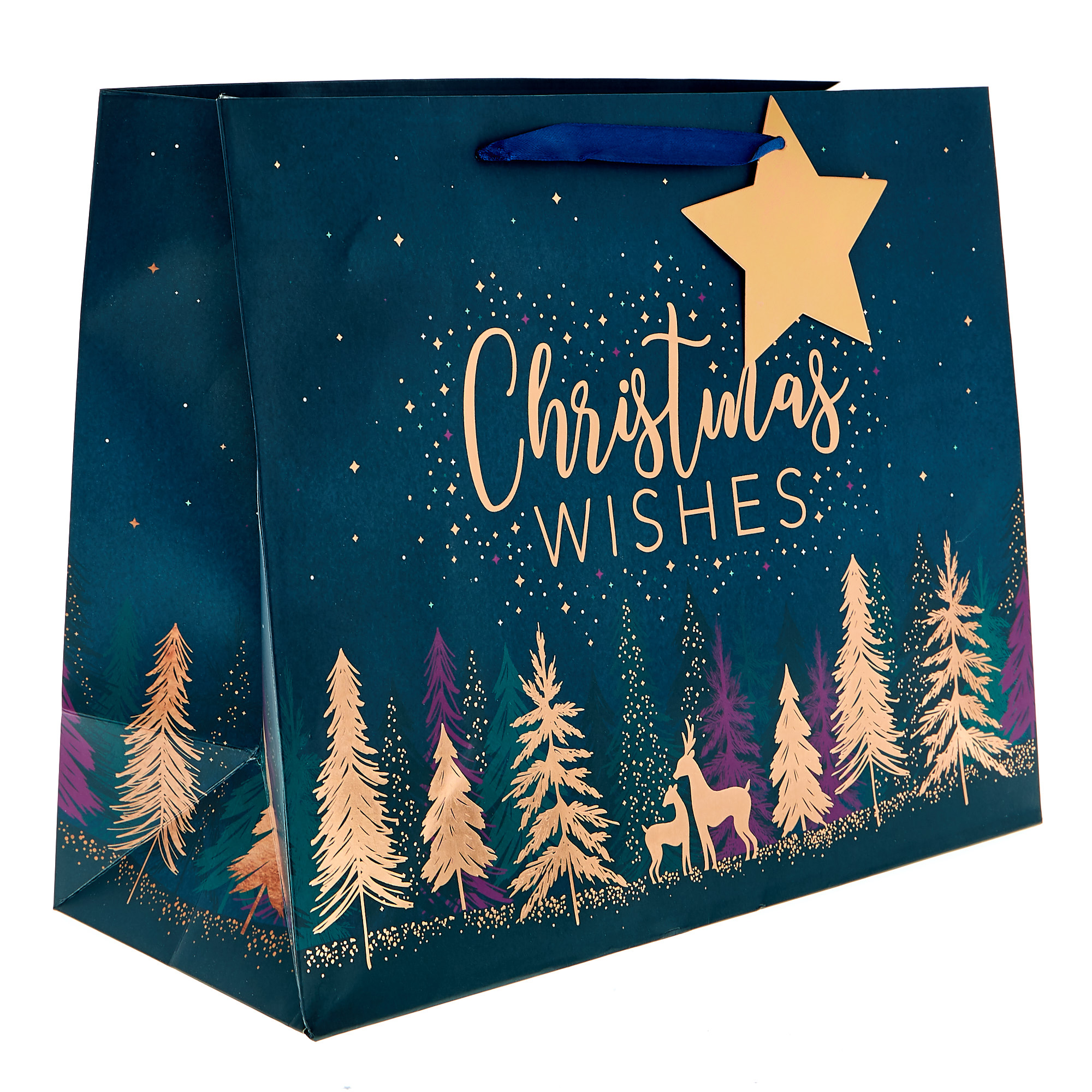 Navy & Copper Christmas Gift Bag Bundle - Pack of 8