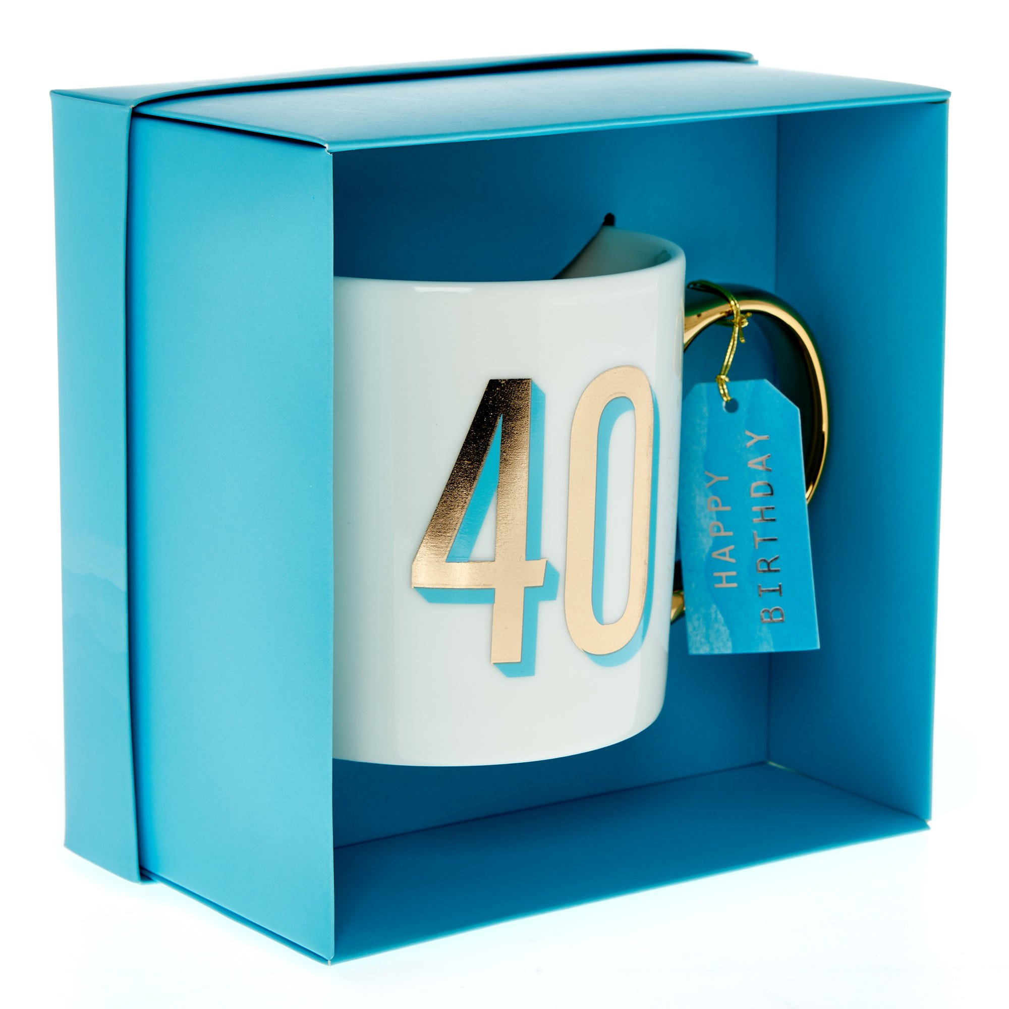 Blue & Gold 40th Birthday Mug in a Box