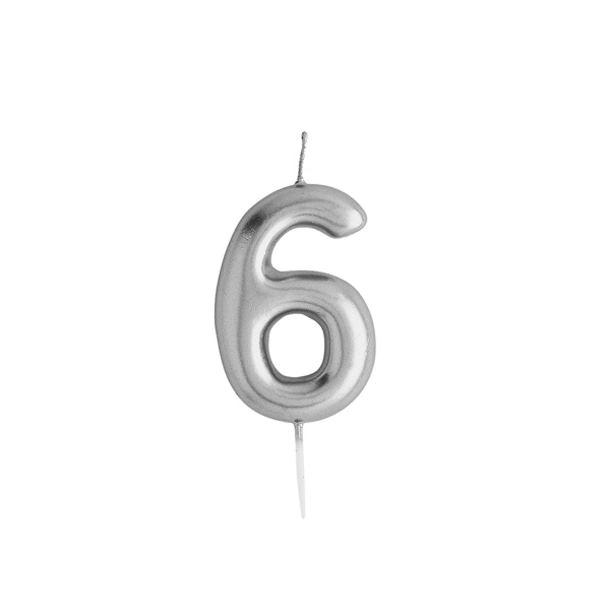 Silver Number Cake Candle (0-9)
