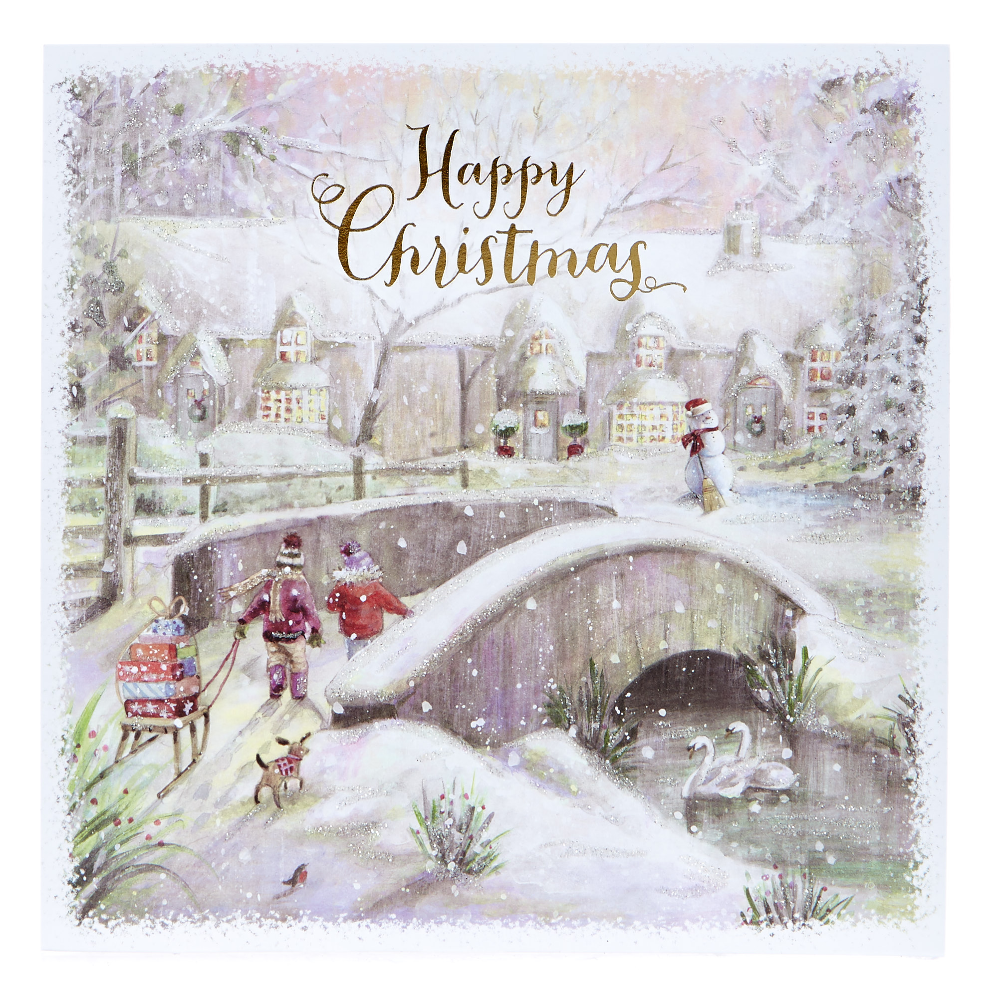 Deluxe Square Boxed Christmas Cards - White Christmas Pack Of 12