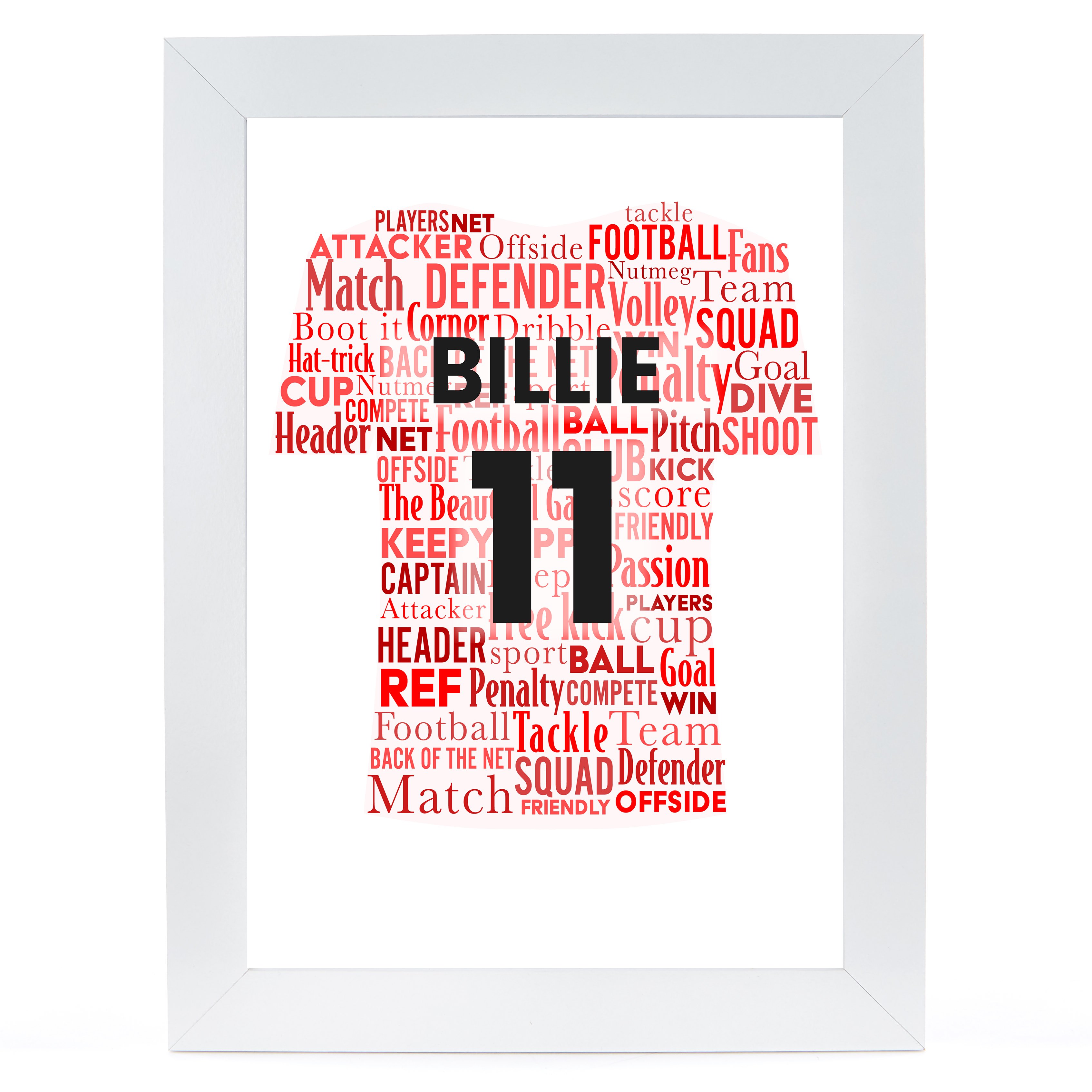 Personalised Footballer Name Print, Red
