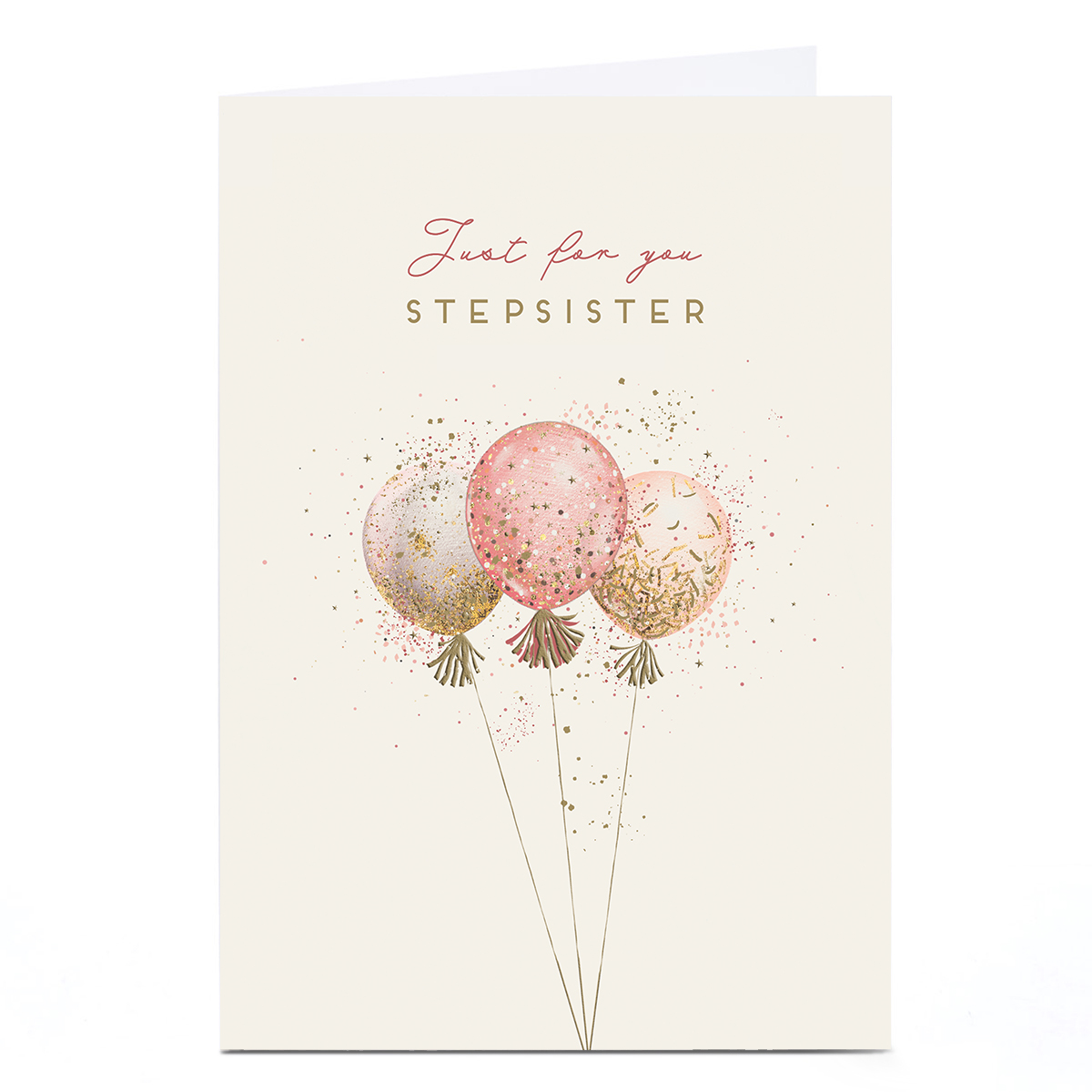 Personalised Birthday Card - Sparkle Confetti Balloons, Stepsister