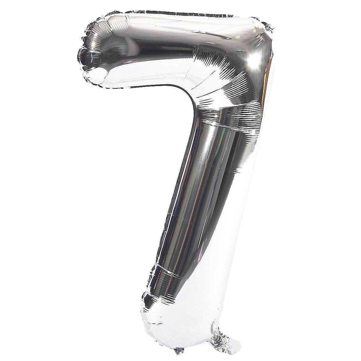 Silver Number 7 Foil Giant Helium Balloon - Uninflated