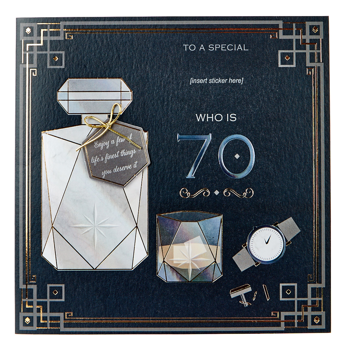 Exquisite Collection 70th Birthday Card - Any Male Recipient (Stickers Included)