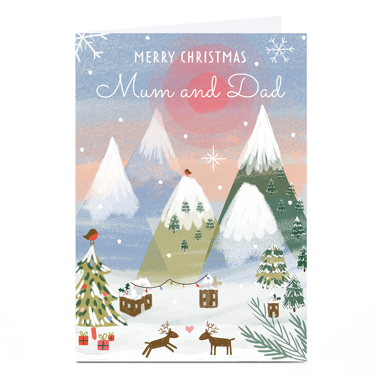 Personalised Juniper & Rose Christmas Card - Mum & Dad Mountains