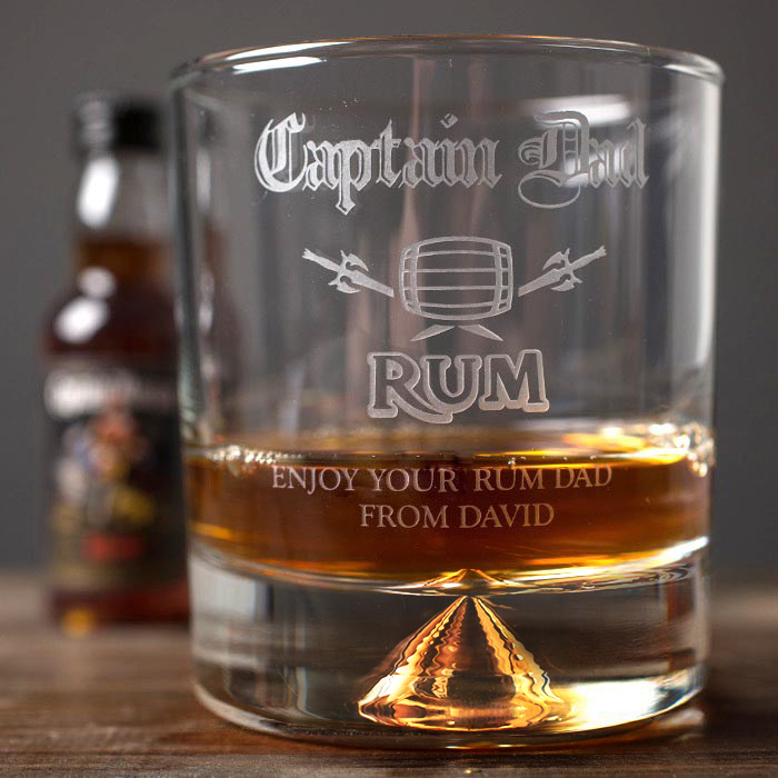 Personalised Tumbler and Rum Miniature - Captain Dad