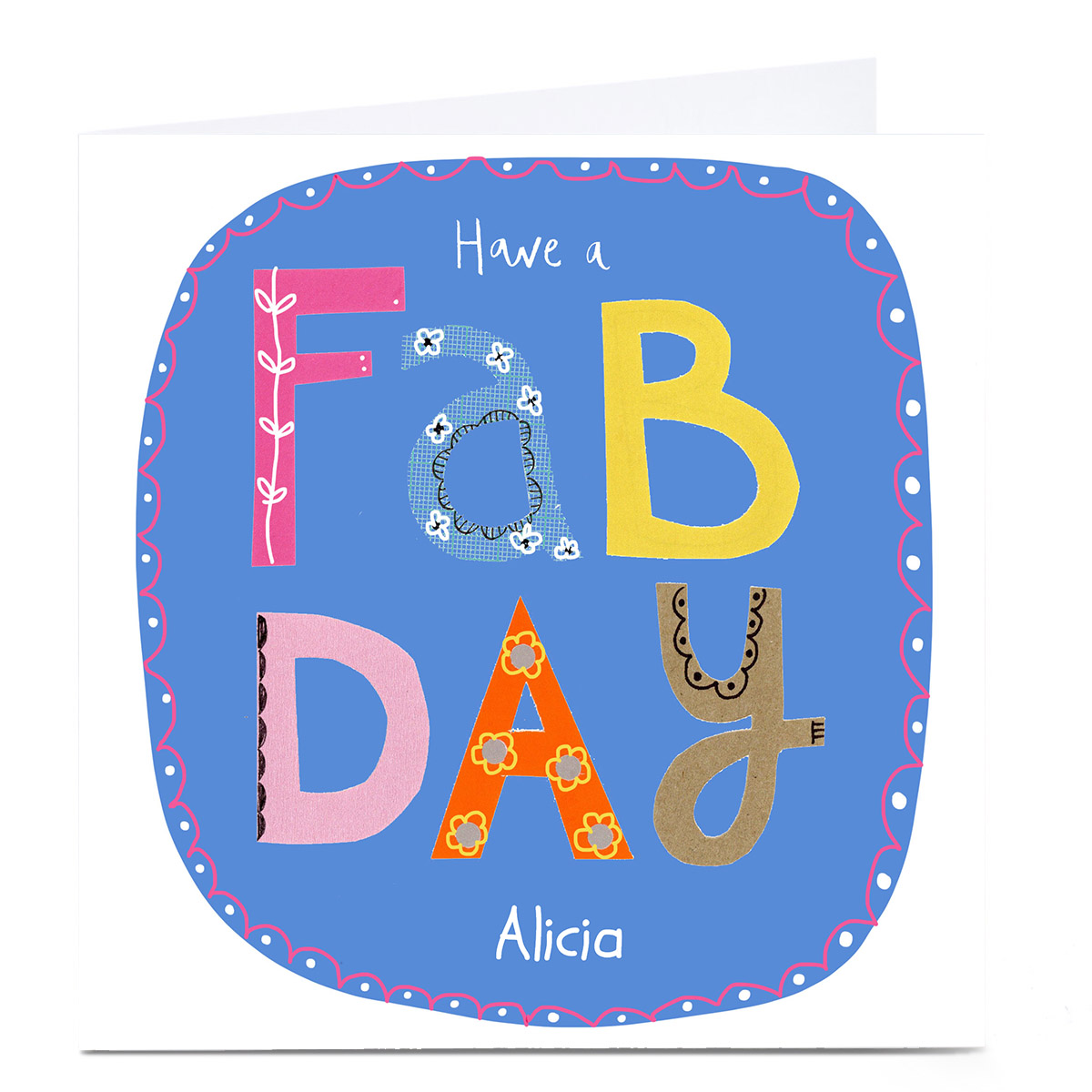 Personalised Lindsay Loves To Draw Birthday Card - Have a Fab Day