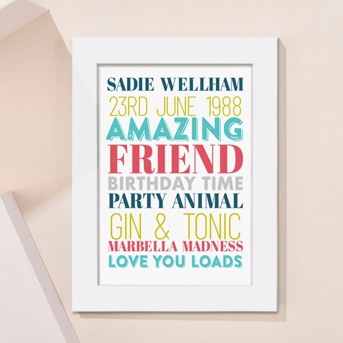 Personalised Birthday Time Portrait Print