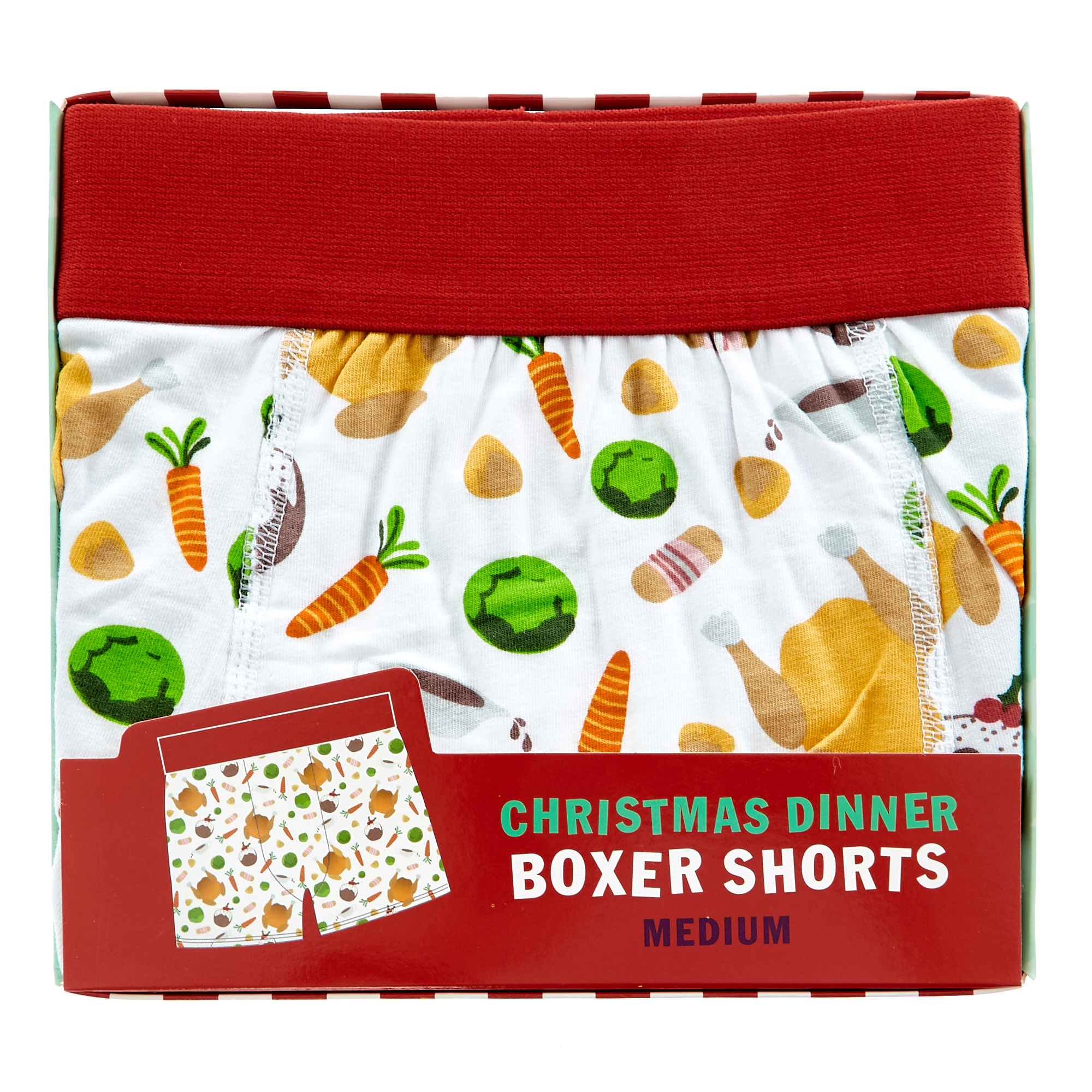 Novelty Christmas Dinner Boxer Shorts - Medium