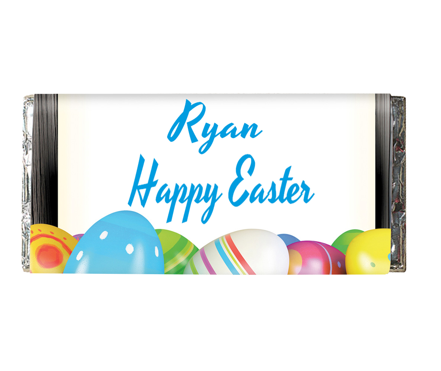 Personalised Chocolate Bar - Easter Eggs Blue