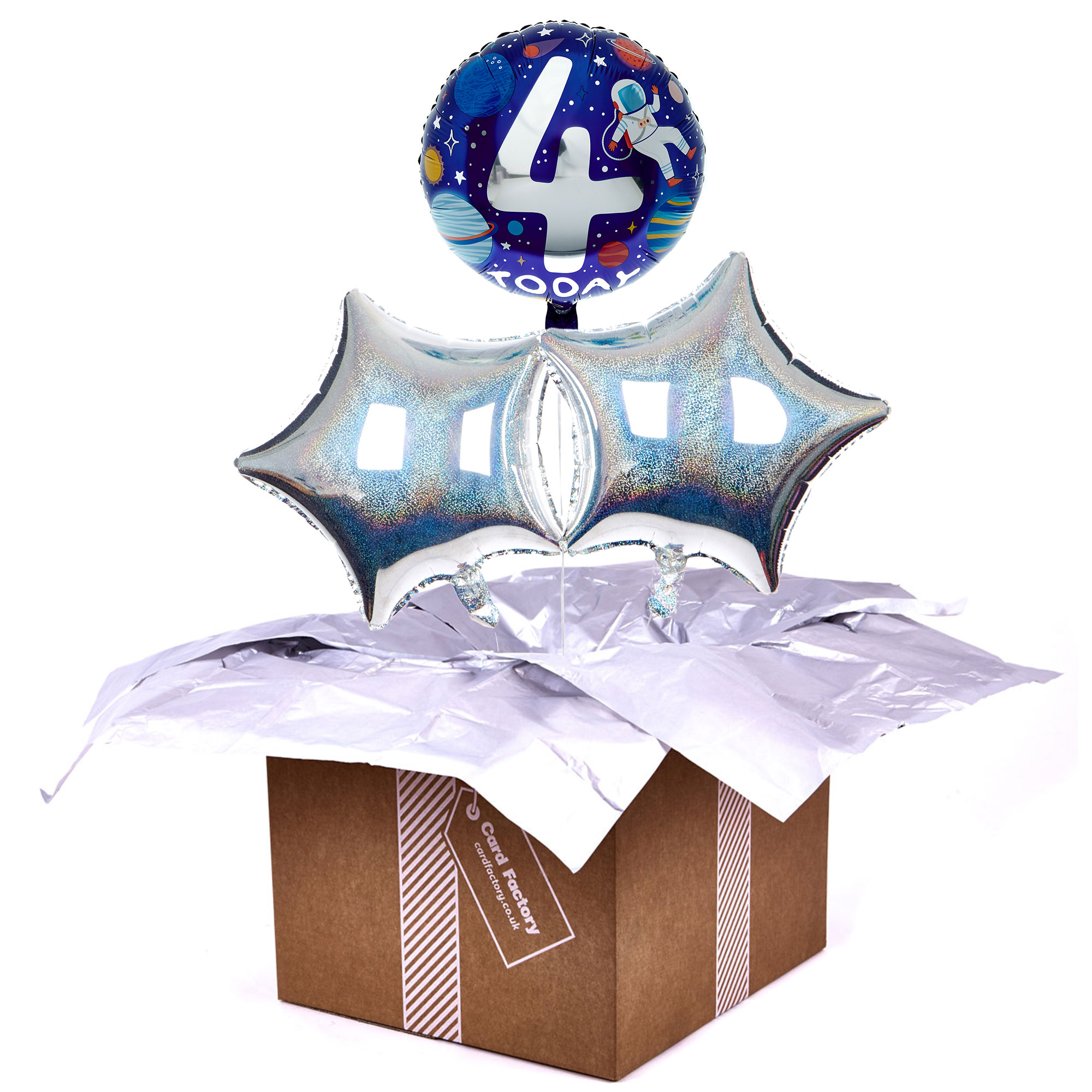 Spaceman 4th Birthday Balloon Bouquet - DELIVERED INFLATED!