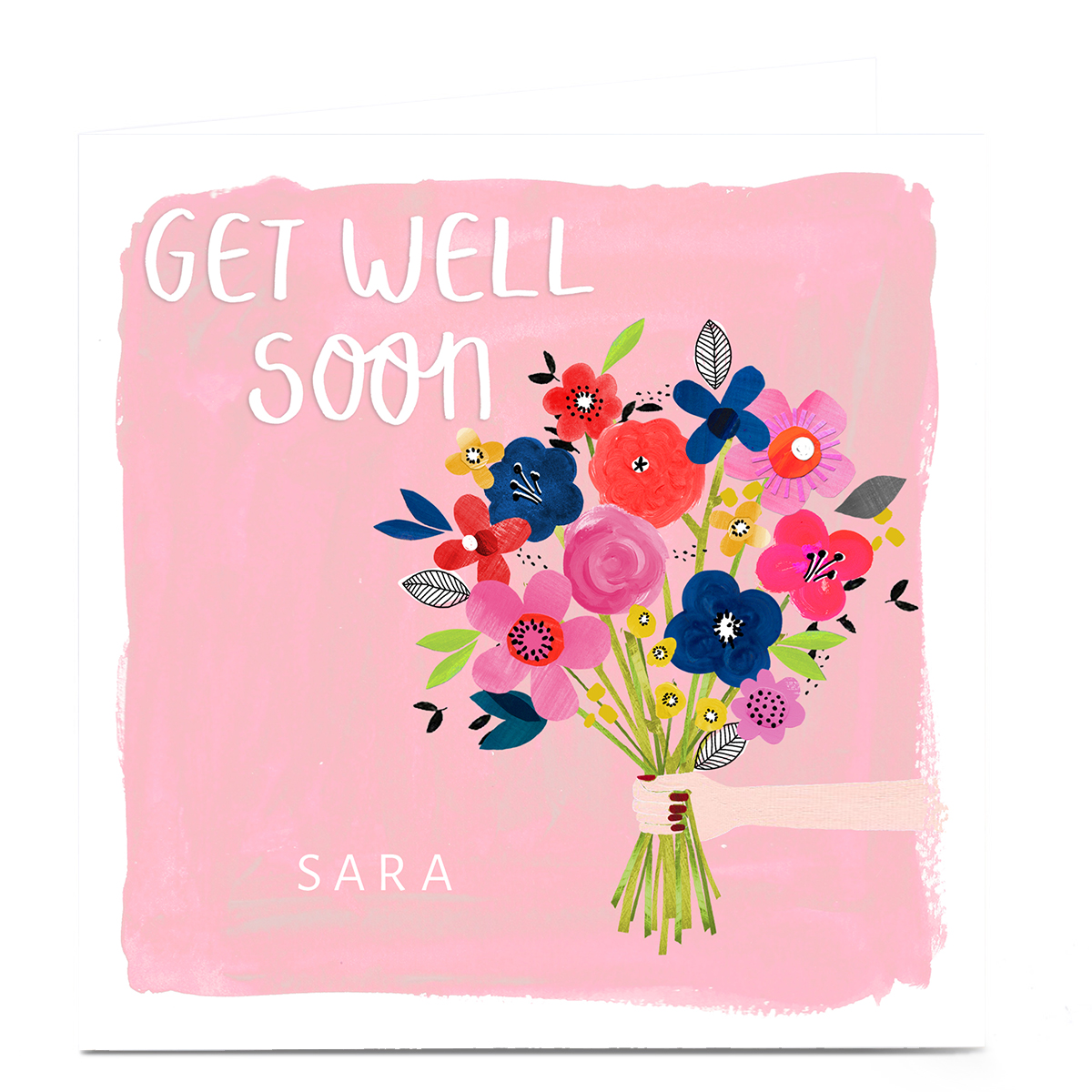 Personalised Kerry Spurling Get Well Soon Card - Flowers 