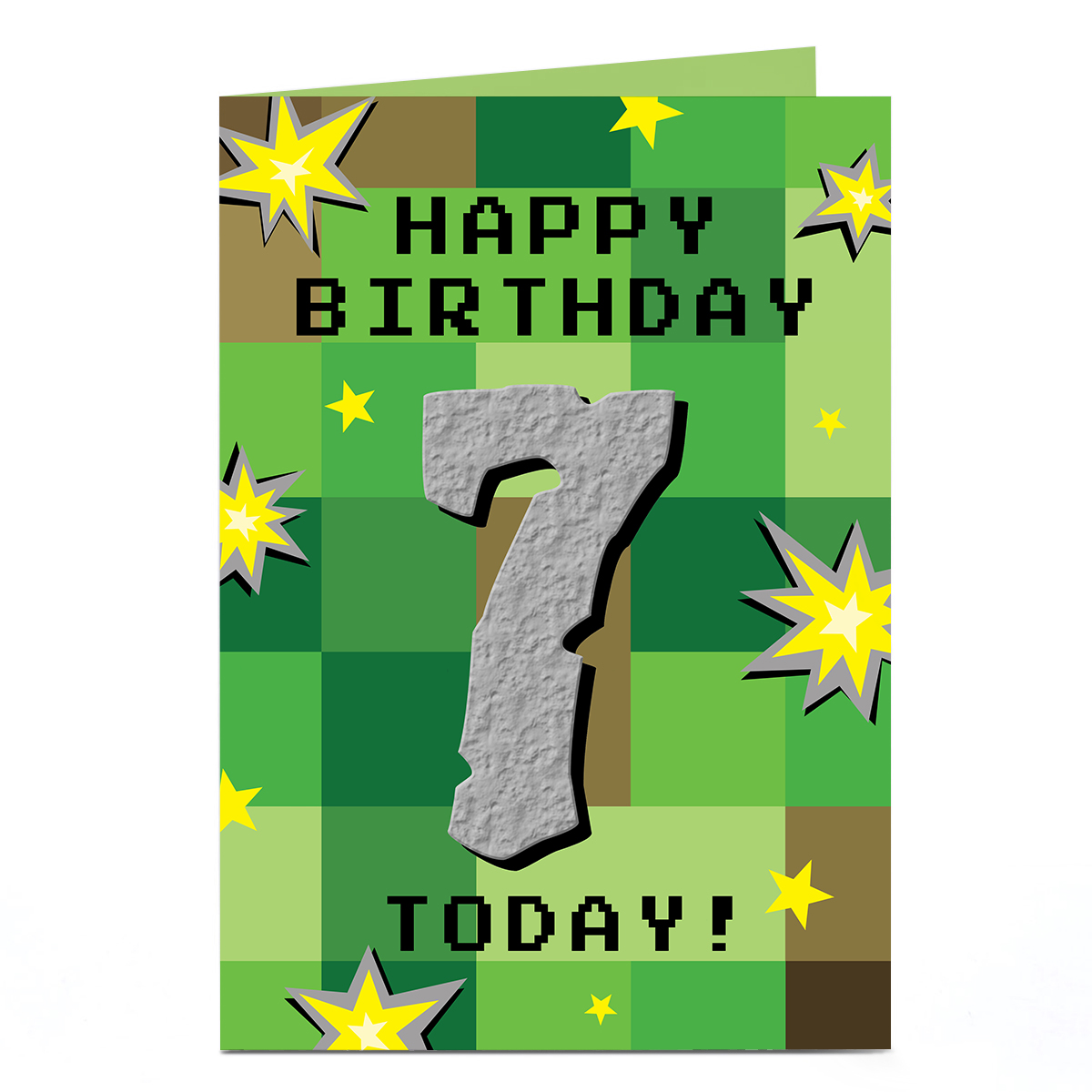 Personalised Birthday Card - Pixels, Rocks & Explosions